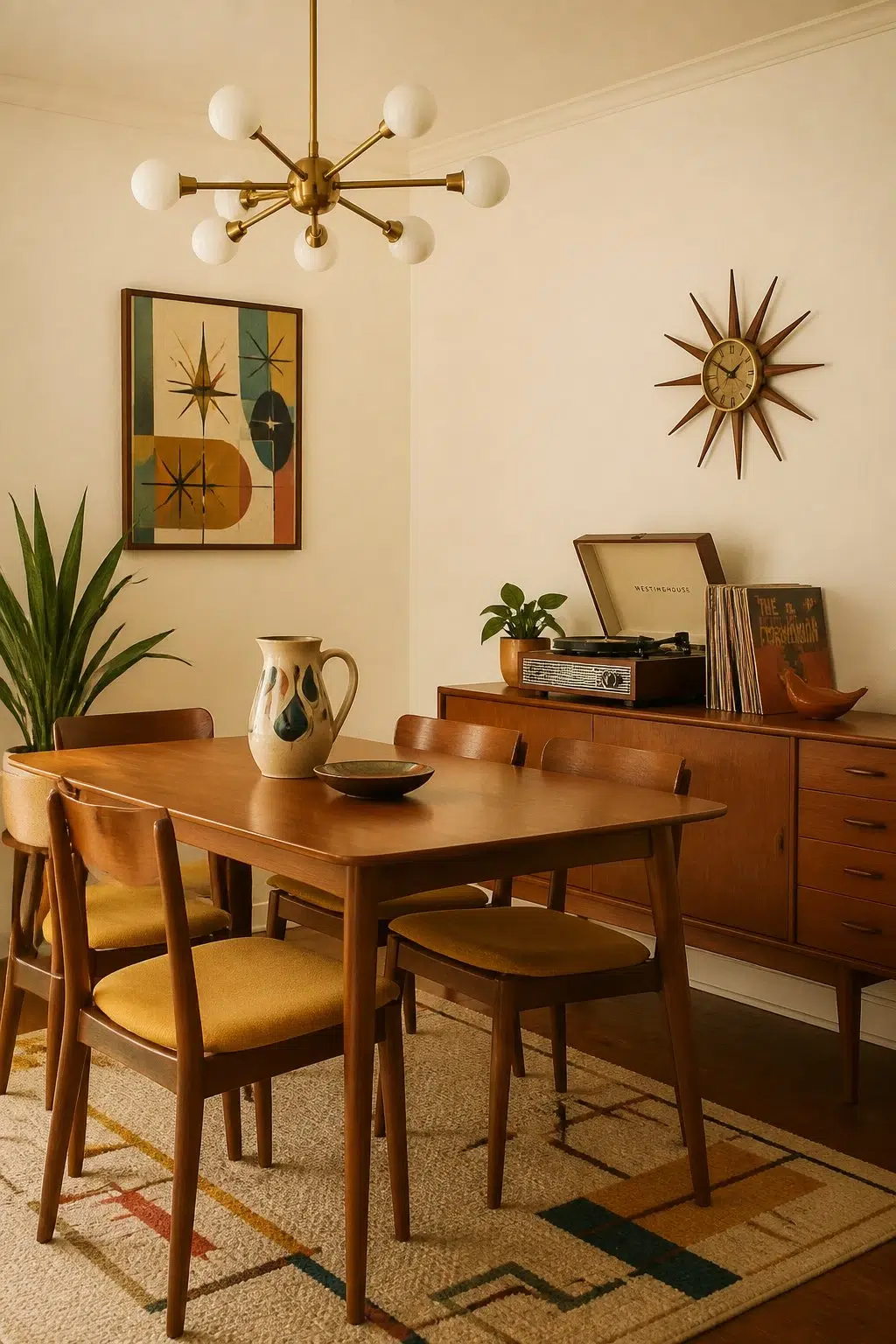 Creme paint in a mid century dining room