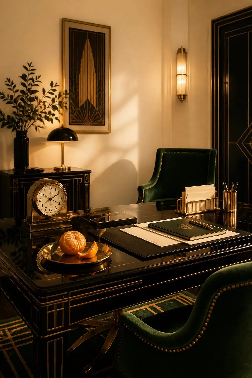 Sherwin-Williams Creme in a art deco home office