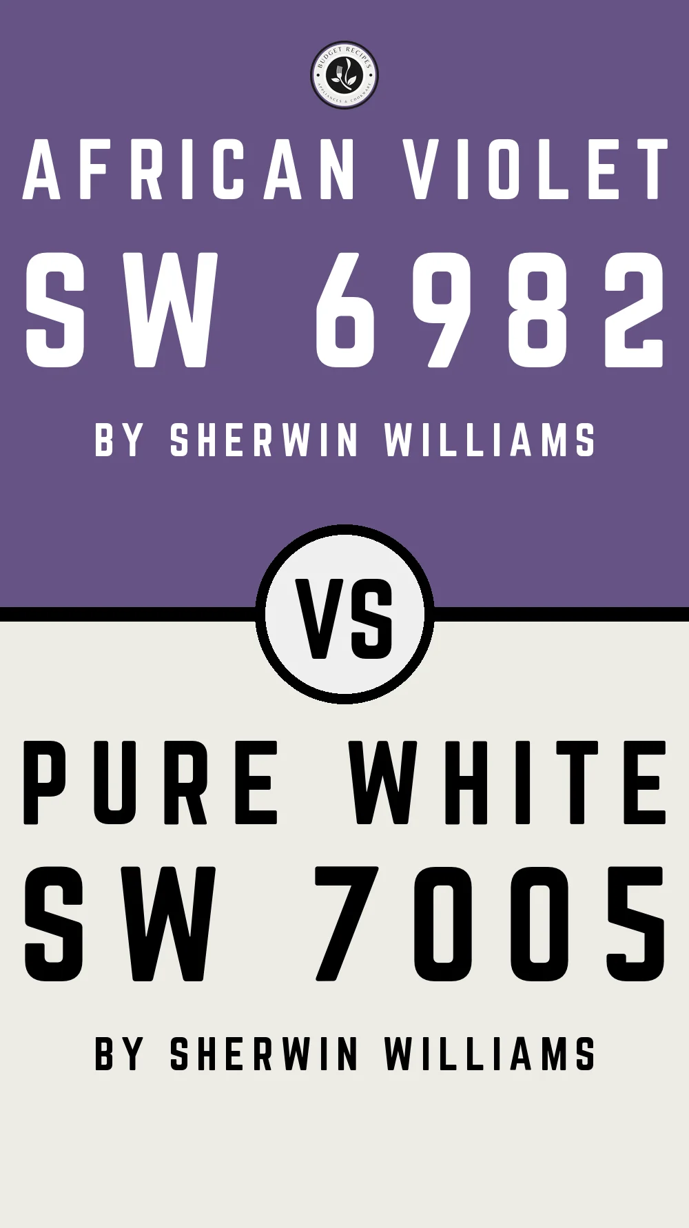 African Violet SW 6982 vs Pure White SW 7005