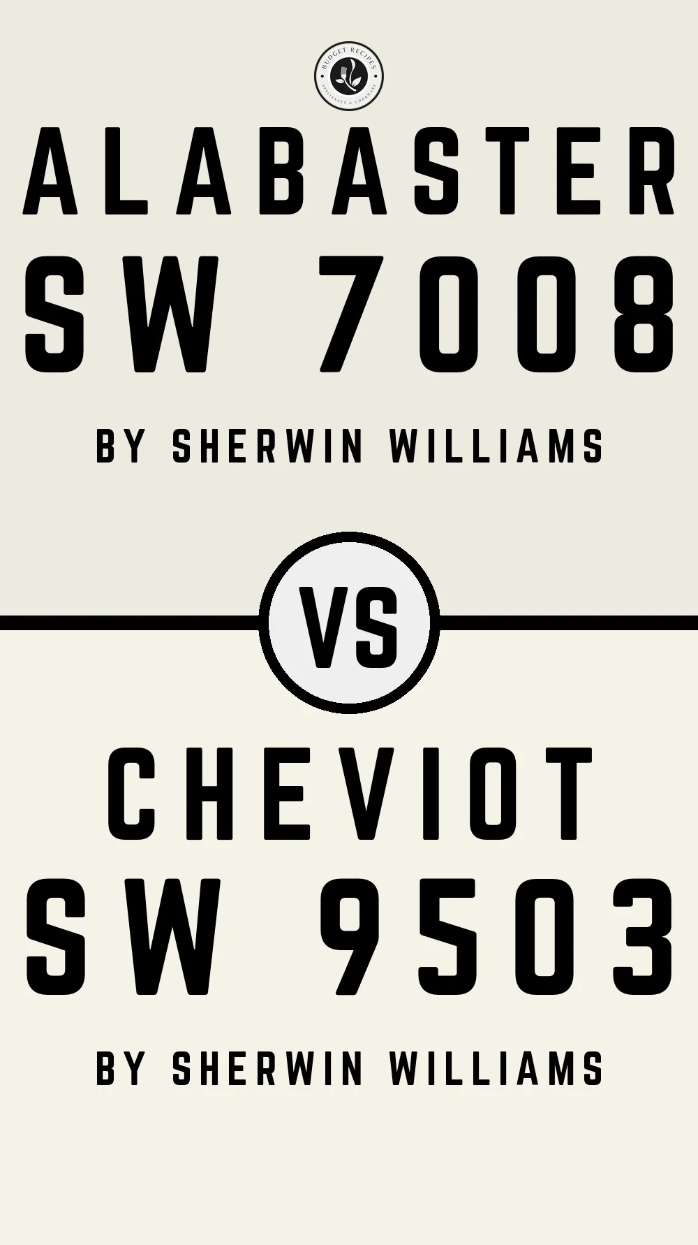 Alabaster SW 7008 vs Cheviot SW 9503
