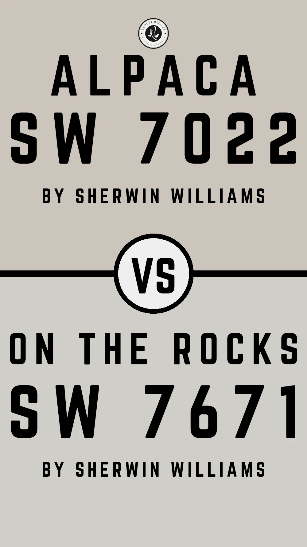Alpaca by Sherwin Williams SW 7022 vs On the Rocks SW 7671