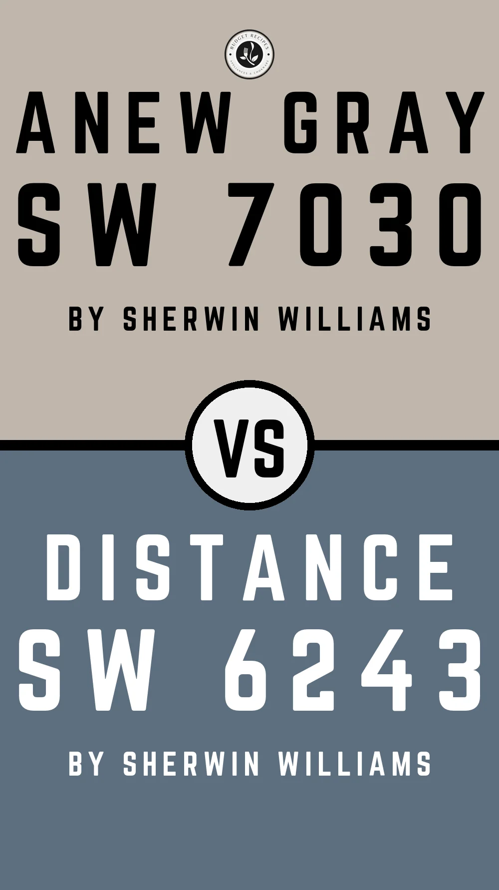 Anew Gray by Sherwin Williams SW 7030 With Distance SW 6243