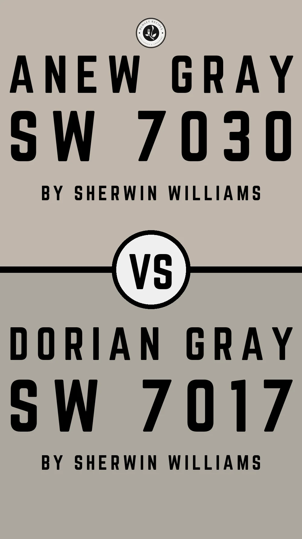 Anew Gray by Sherwin Williams SW 7030 vs Dorian Gray SW 7017