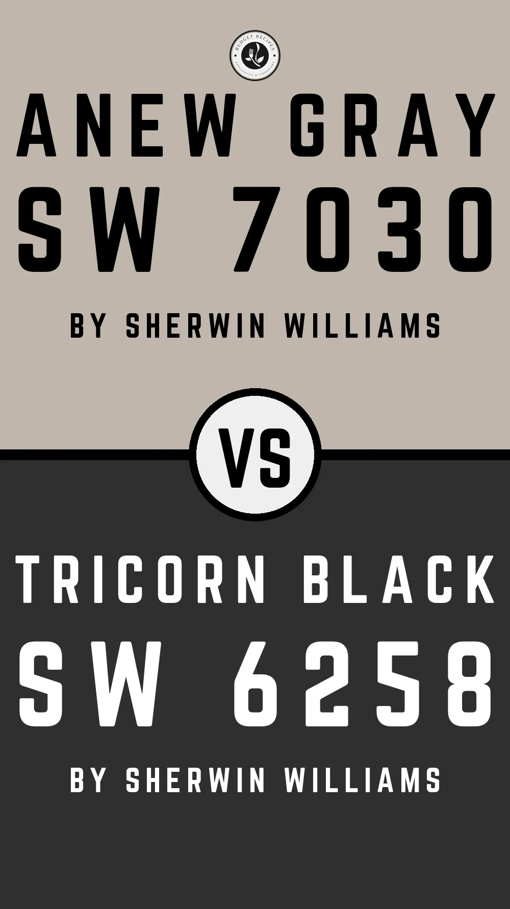 Anew Gray SW 7030 vs Tricorn Black SW 6258