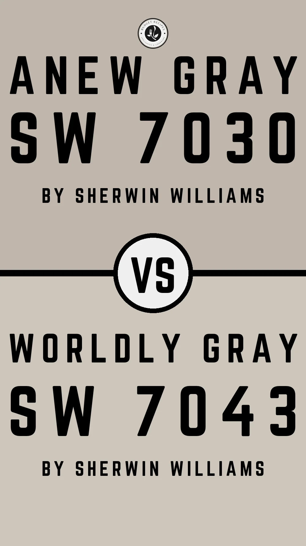 Anew Gray by Sherwin Williams SW 7030 vs Worldly Gray SW 7043