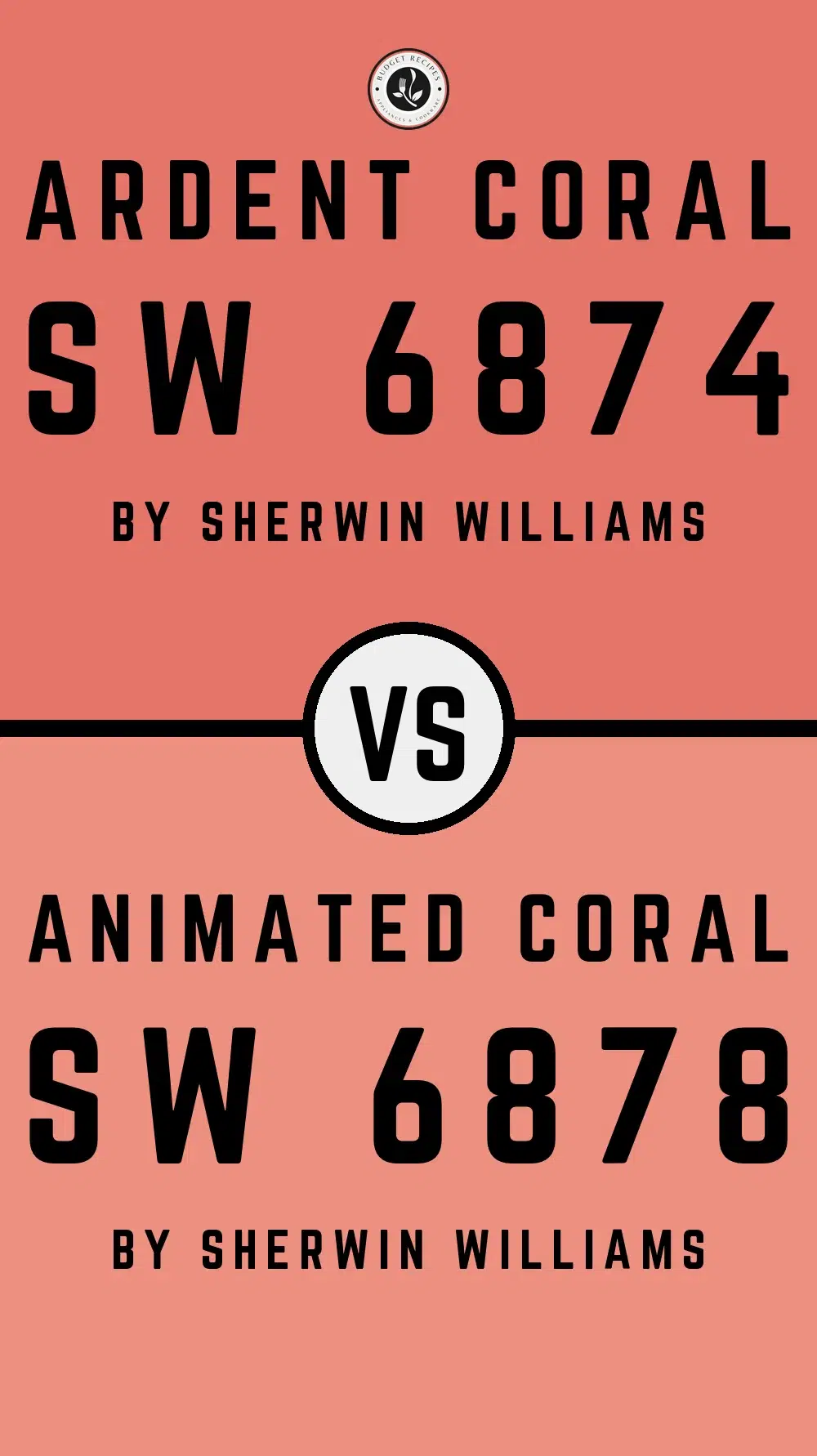 Ardent Coral SW 6874 vs Animated Coral SW 6878