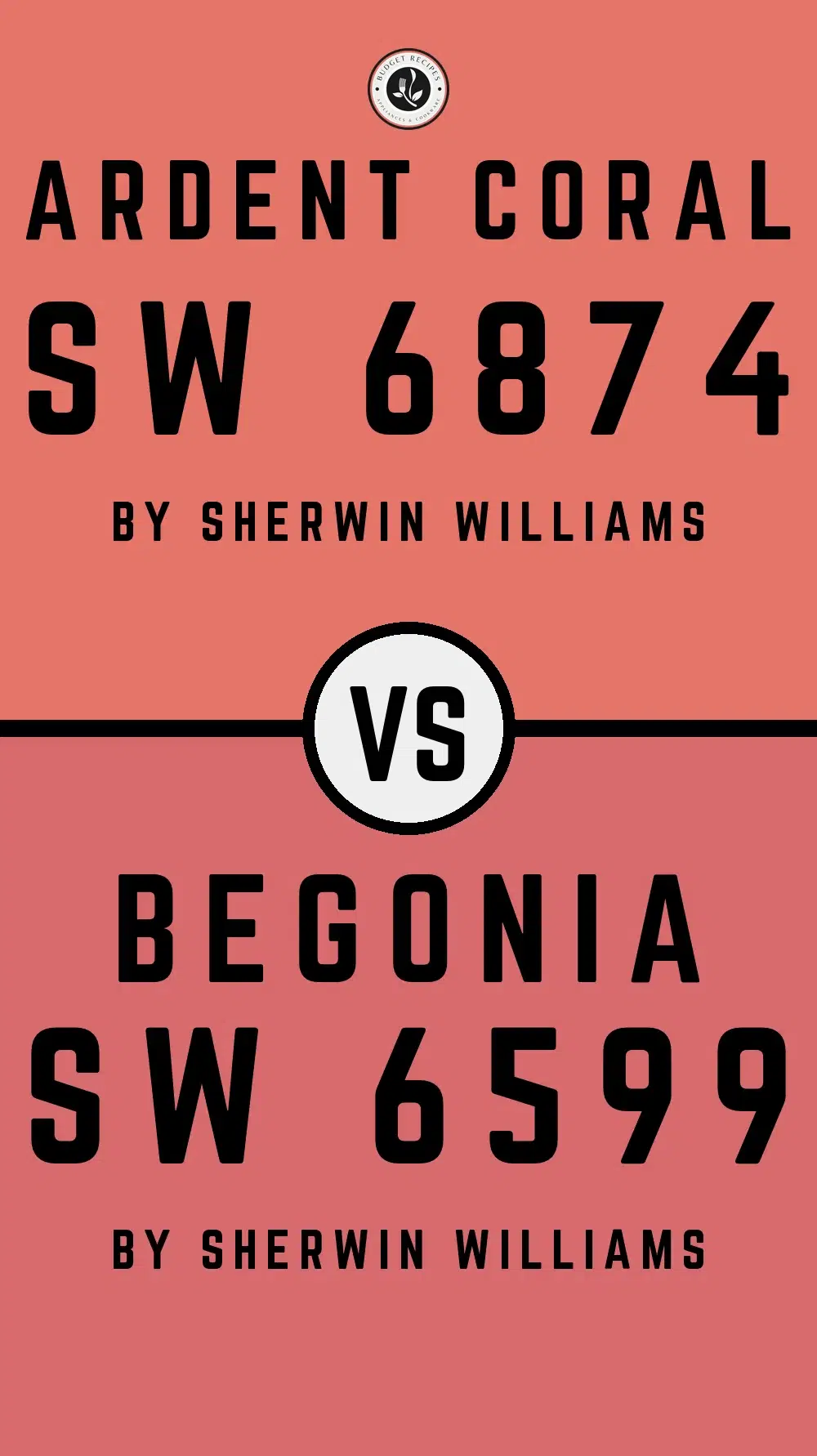 Ardent Coral SW 6874 vs Begonia SW 6599