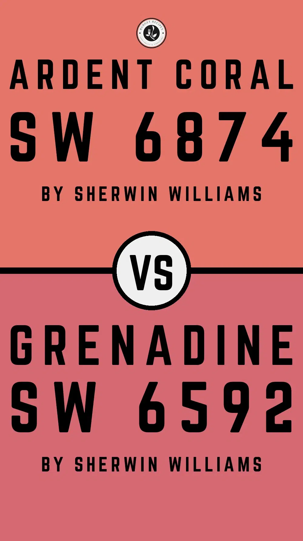 Ardent Coral SW 6874 vs Grenadine SW 6592