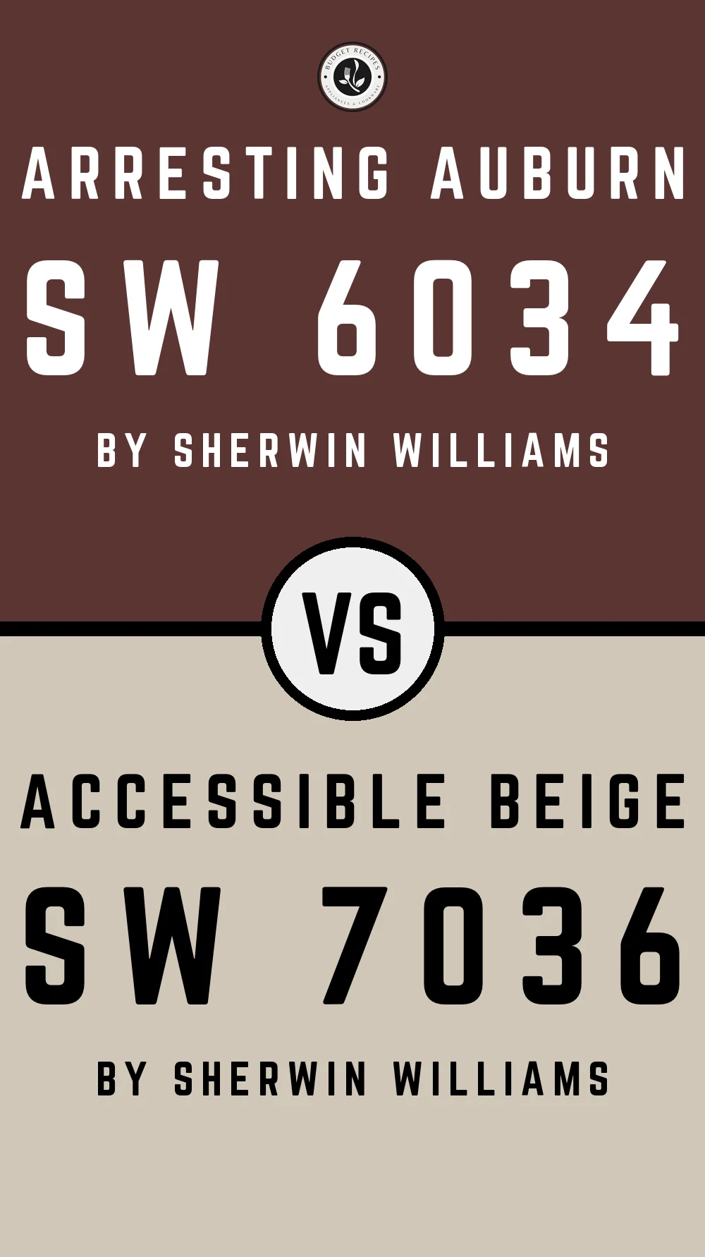 Arresting Auburn SW 6034 vs Accessible Beige SW 7036