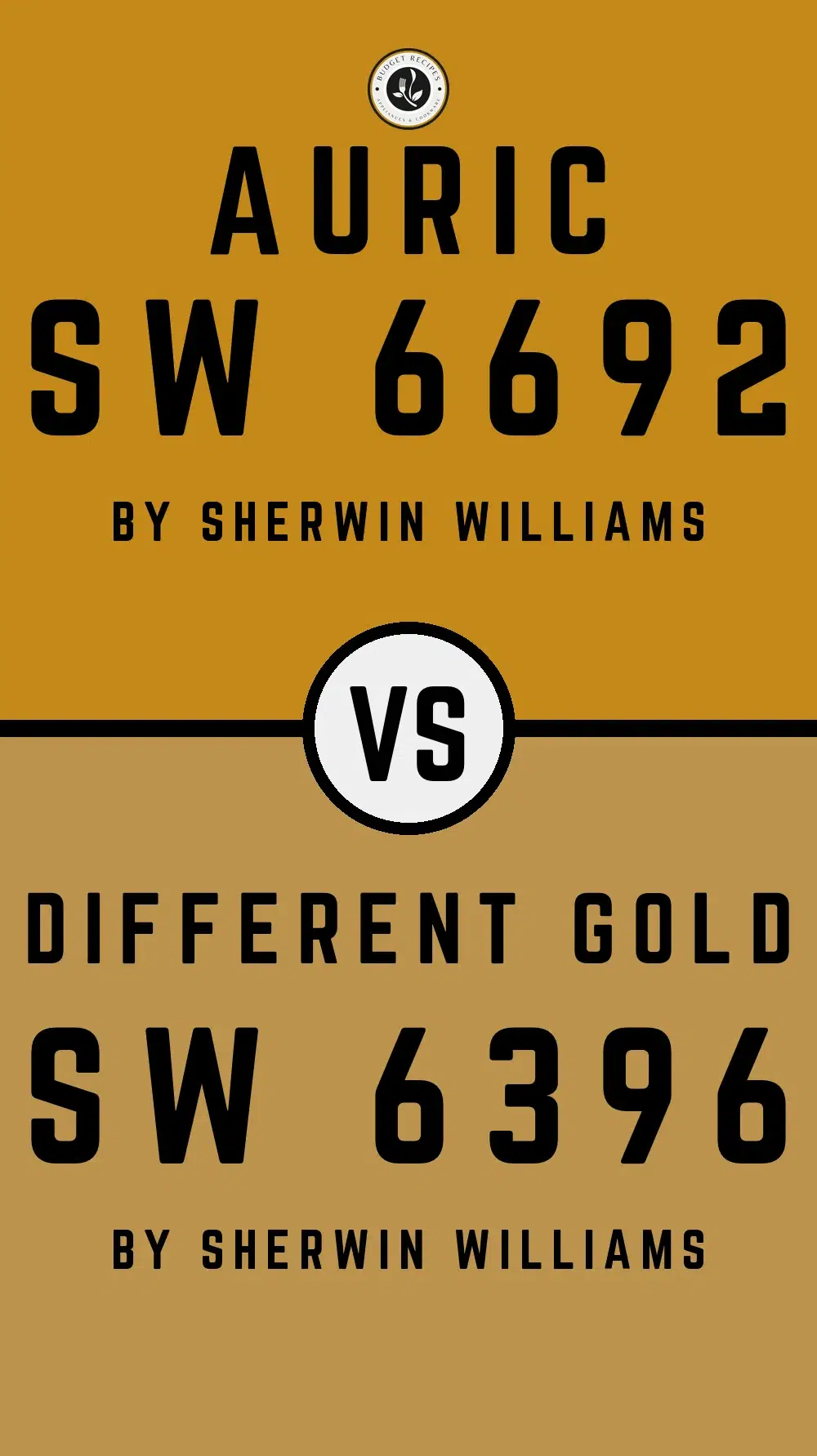 Auric SW 6692 vs Different Gold SW 6396