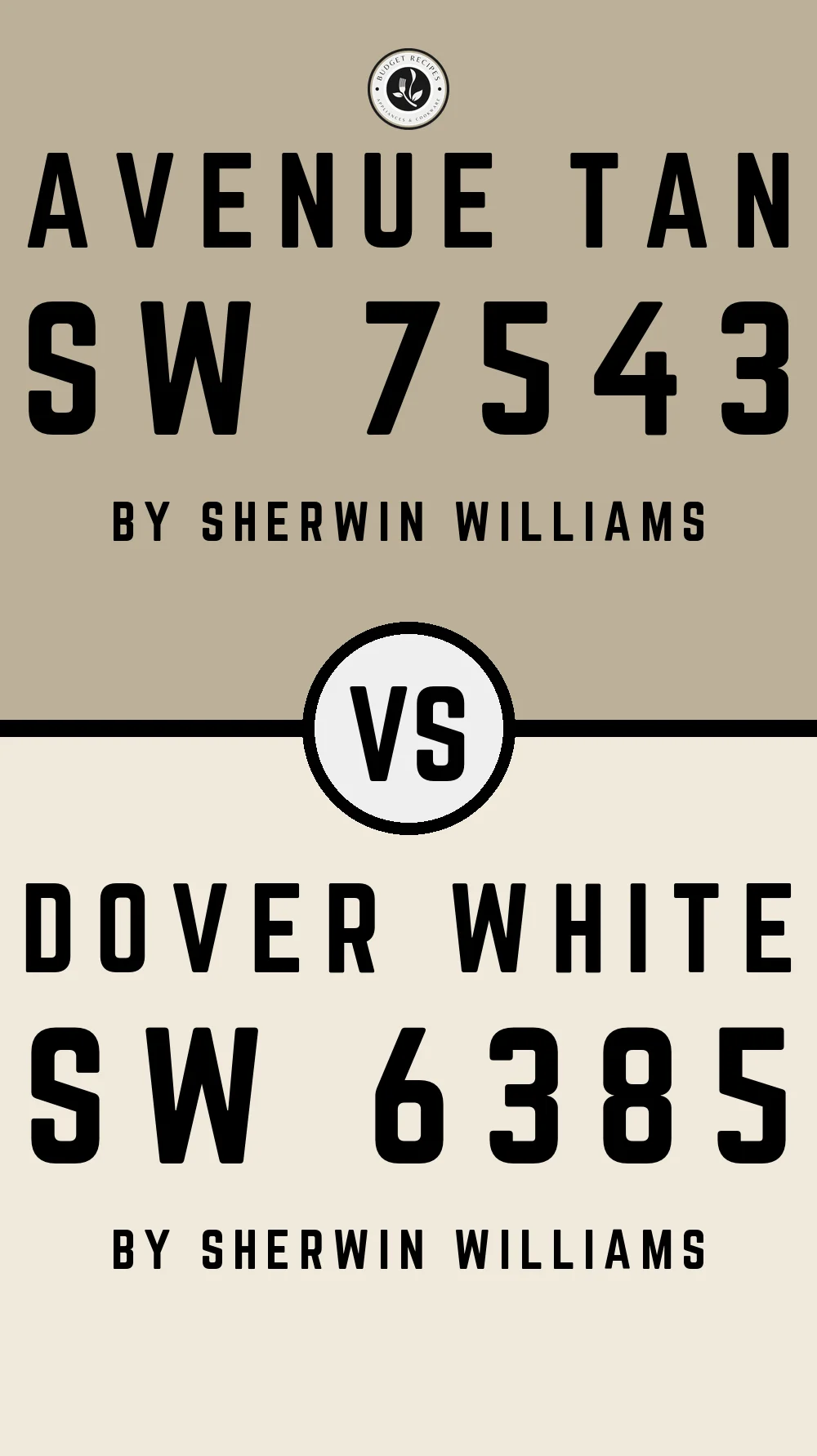 Avenue Tan SW 7543 vs Dover White SW 6385