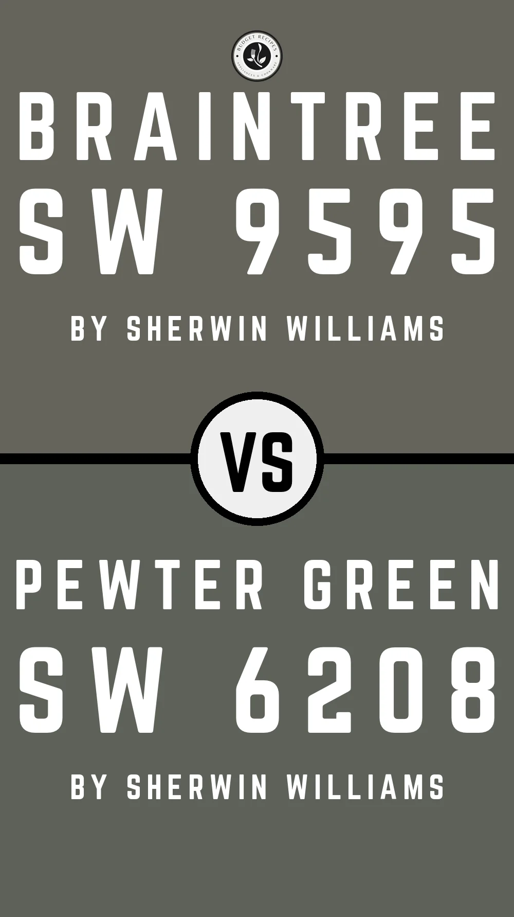 Braintree SW 9595 vs Pewter Green SW 6208