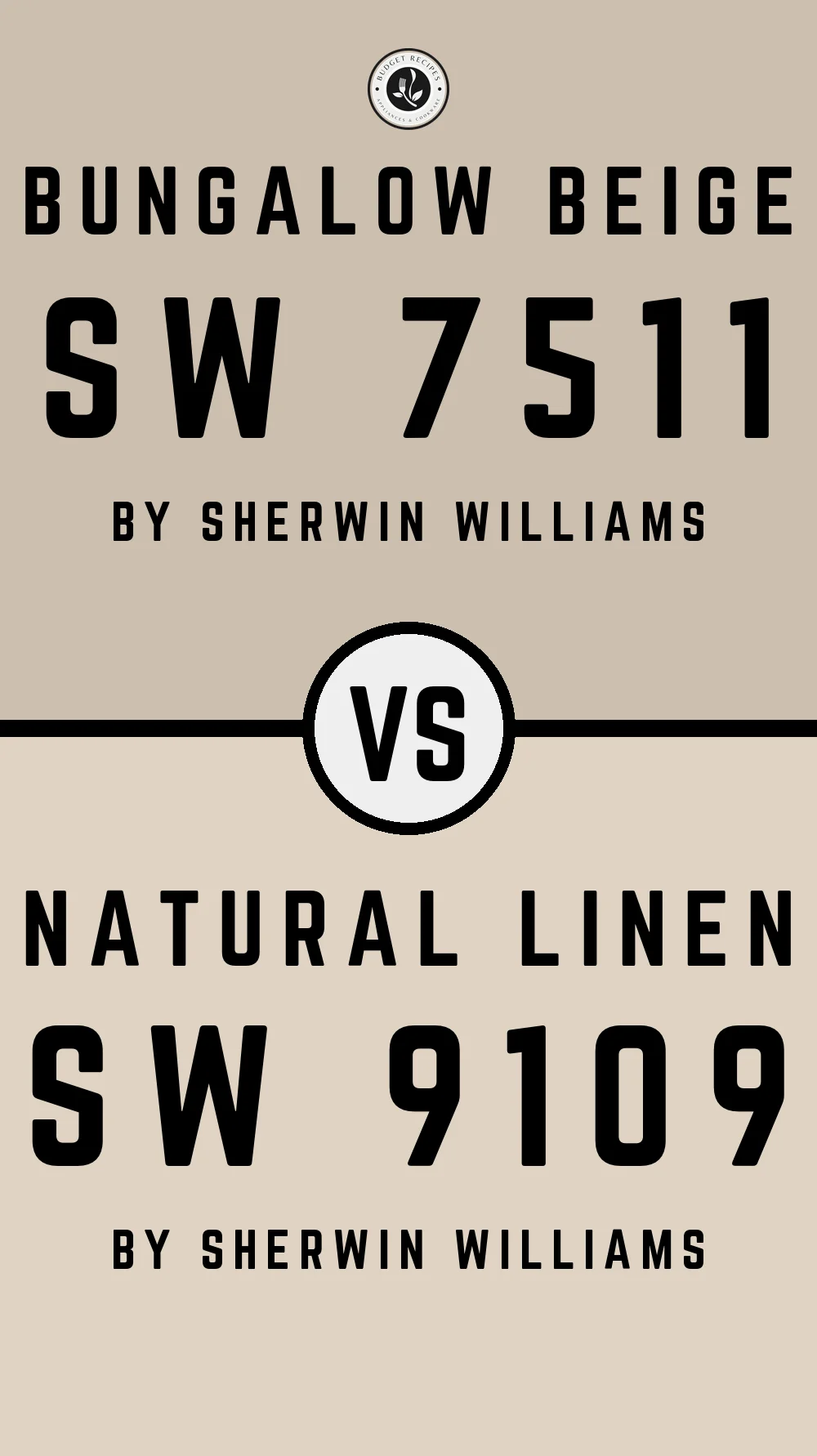 Bungalow Beige by Sherwin Williams SW 7511 vs Natural Linen SW 9109