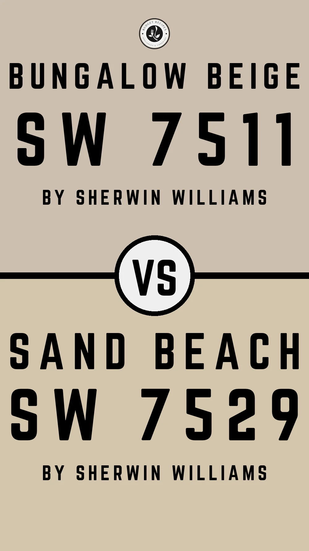 Bungalow Beige by Sherwin Williams SW 7511 vs Sand Beach SW 7529