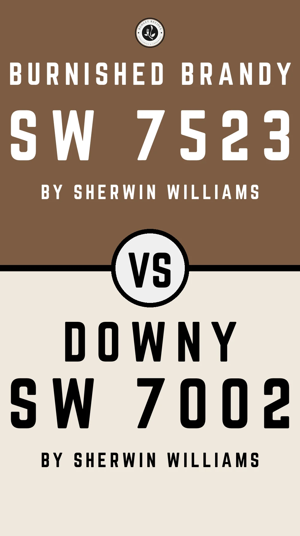 Burnished Brandy SW 7523 vs Downy SW 7002