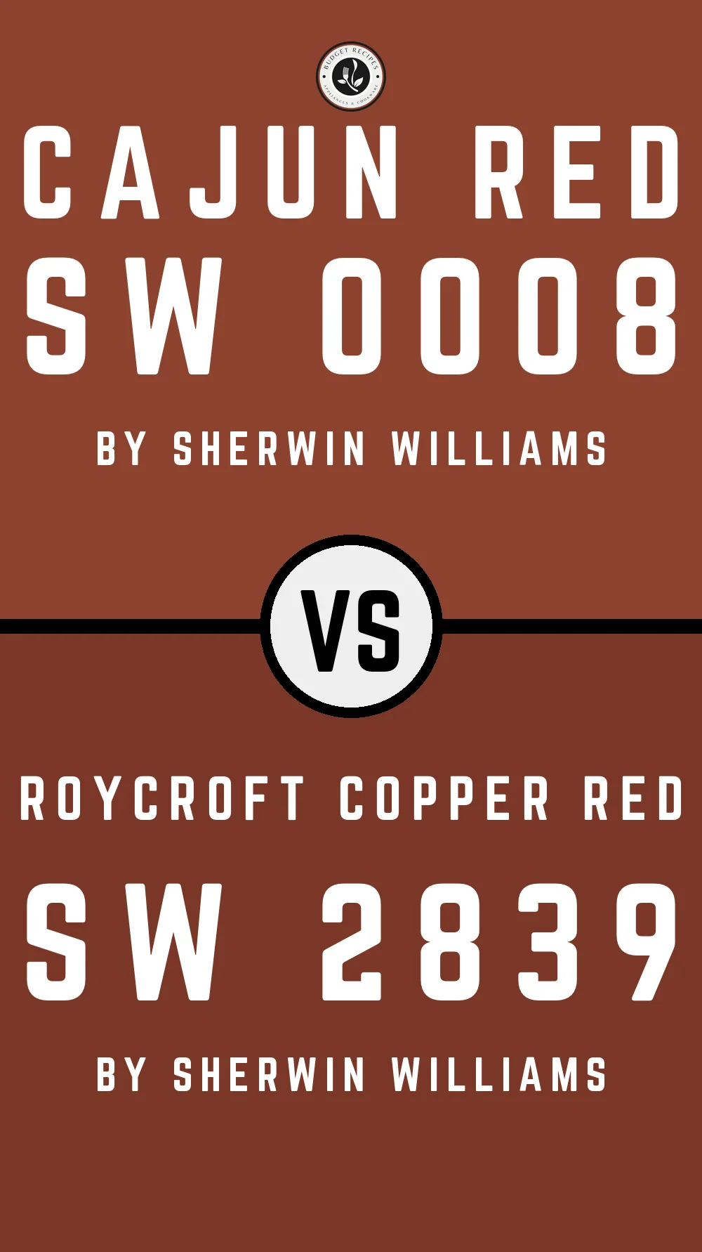 Cajun Red SW 0008 vs Roycroft Copper Red SW 2839