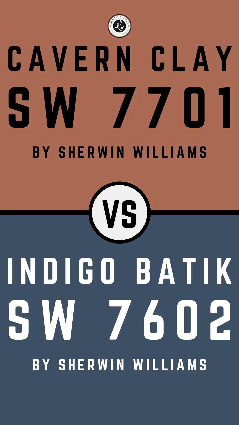 Cavern Clay by Sherwin Williams SW 7701 With Indigo Batik SW 7602