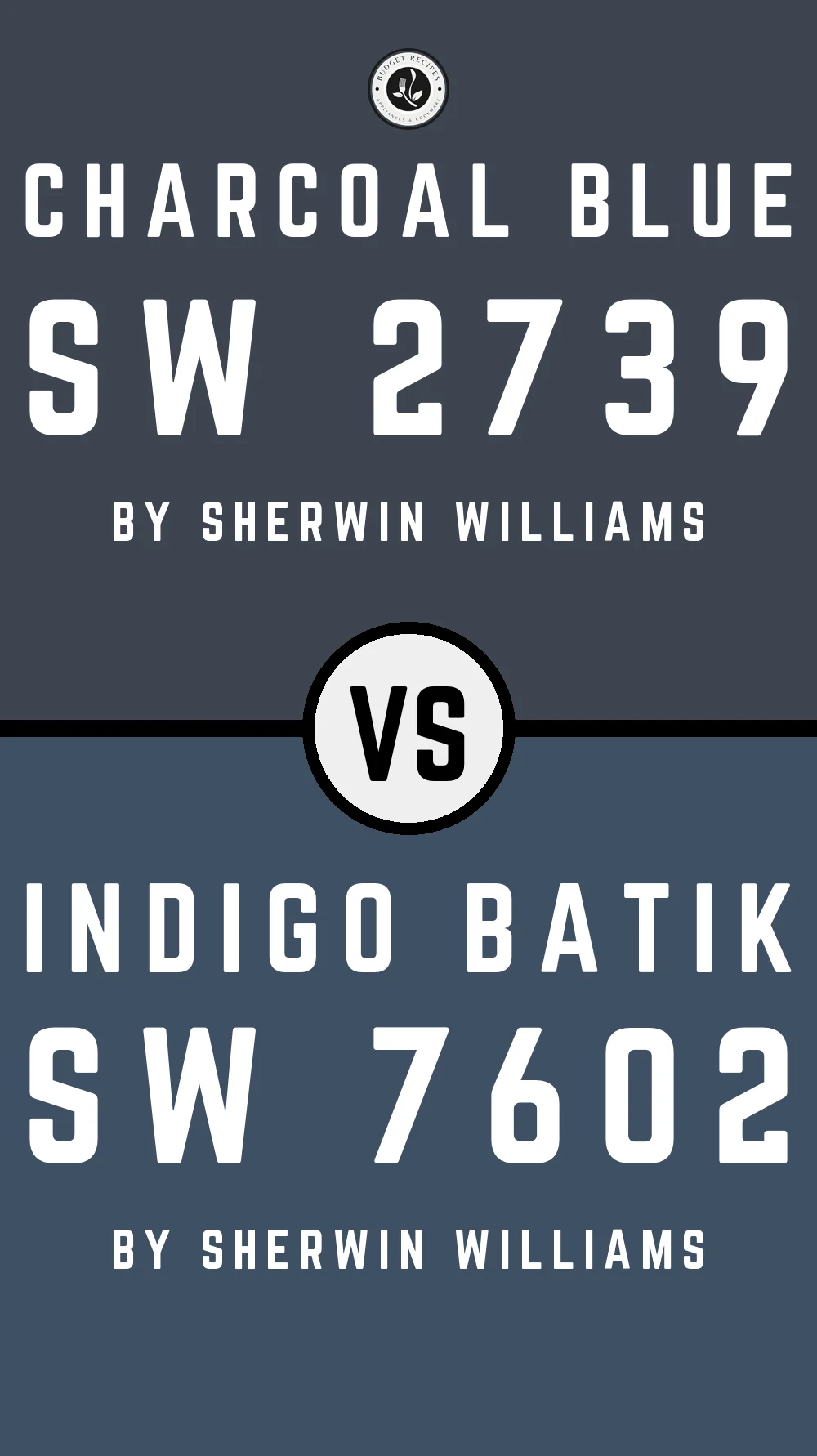 Charcoal Blue by Sherwin Williams SW 2739 vs Indigo Batik SW 7602