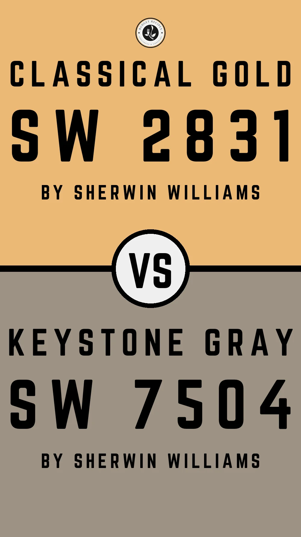 Classical Gold SW 2831 vs Keystone Gray SW 7504
