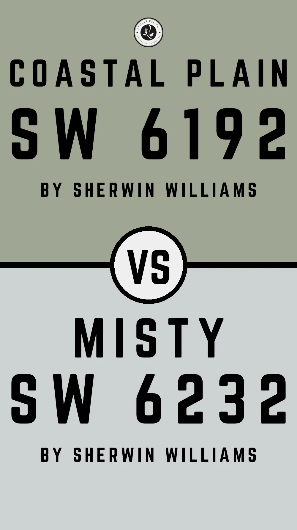 Coastal Plain by Sherwin Williams SW 6192 vs Misty SW 6232