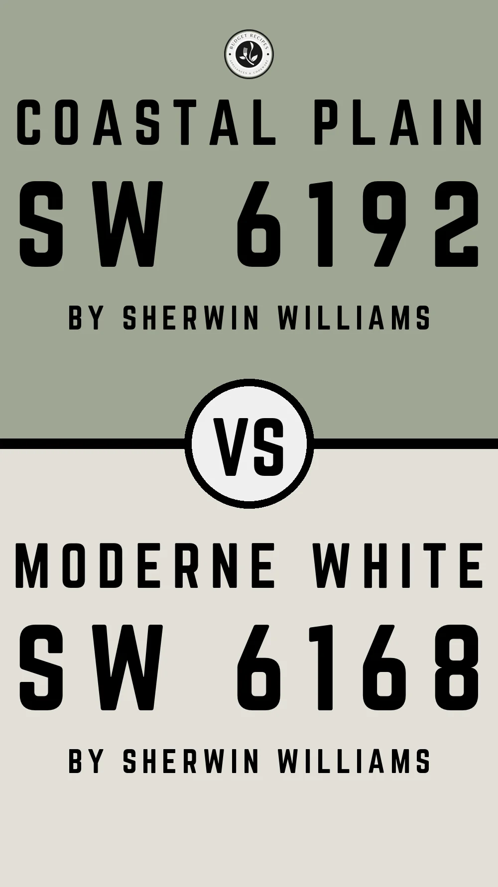 Coastal Plain SW 6192 vs Moderne White SW 6168