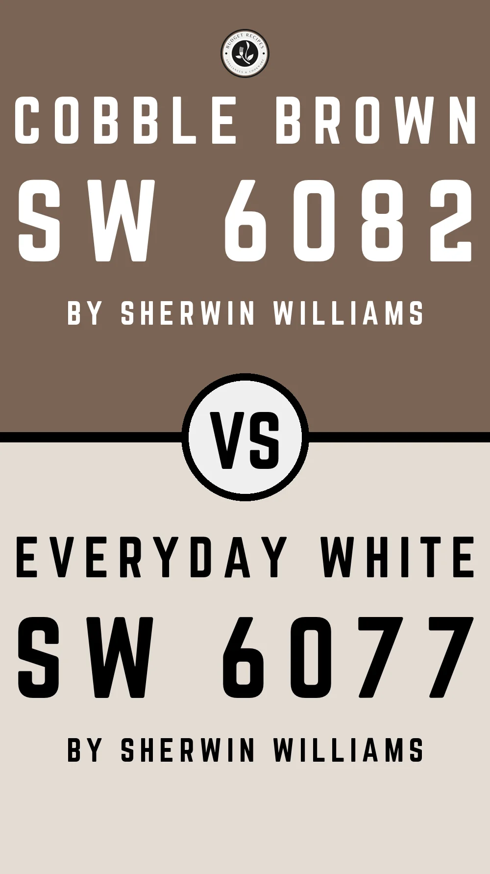 Cobble Brown SW 6082 vs Everyday White SW 6077