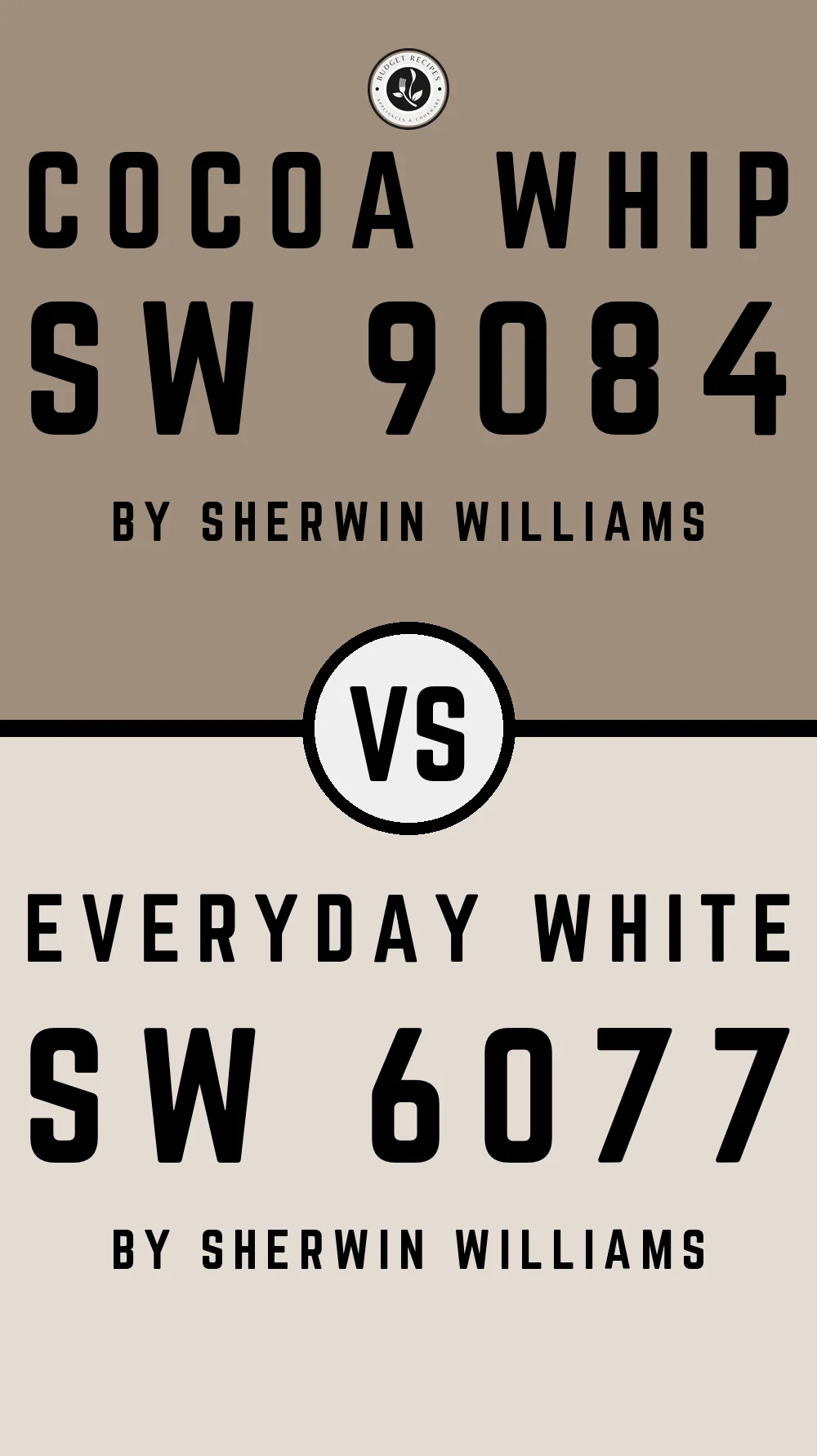Cocoa Whip SW 9084 vs Everyday White SW 6077