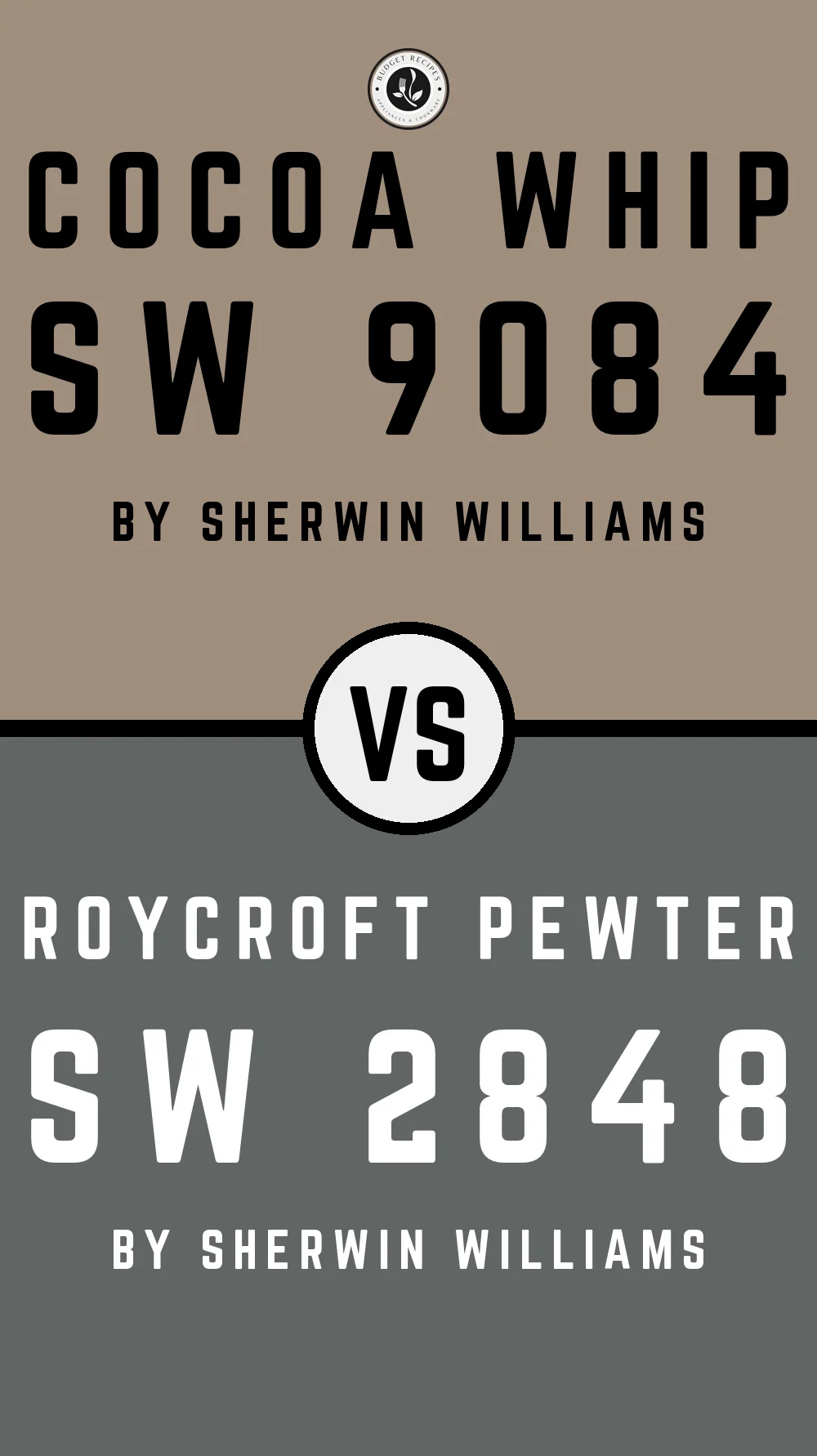 Cocoa Whip SW 9084 vs Roycroft Pewter SW 2848