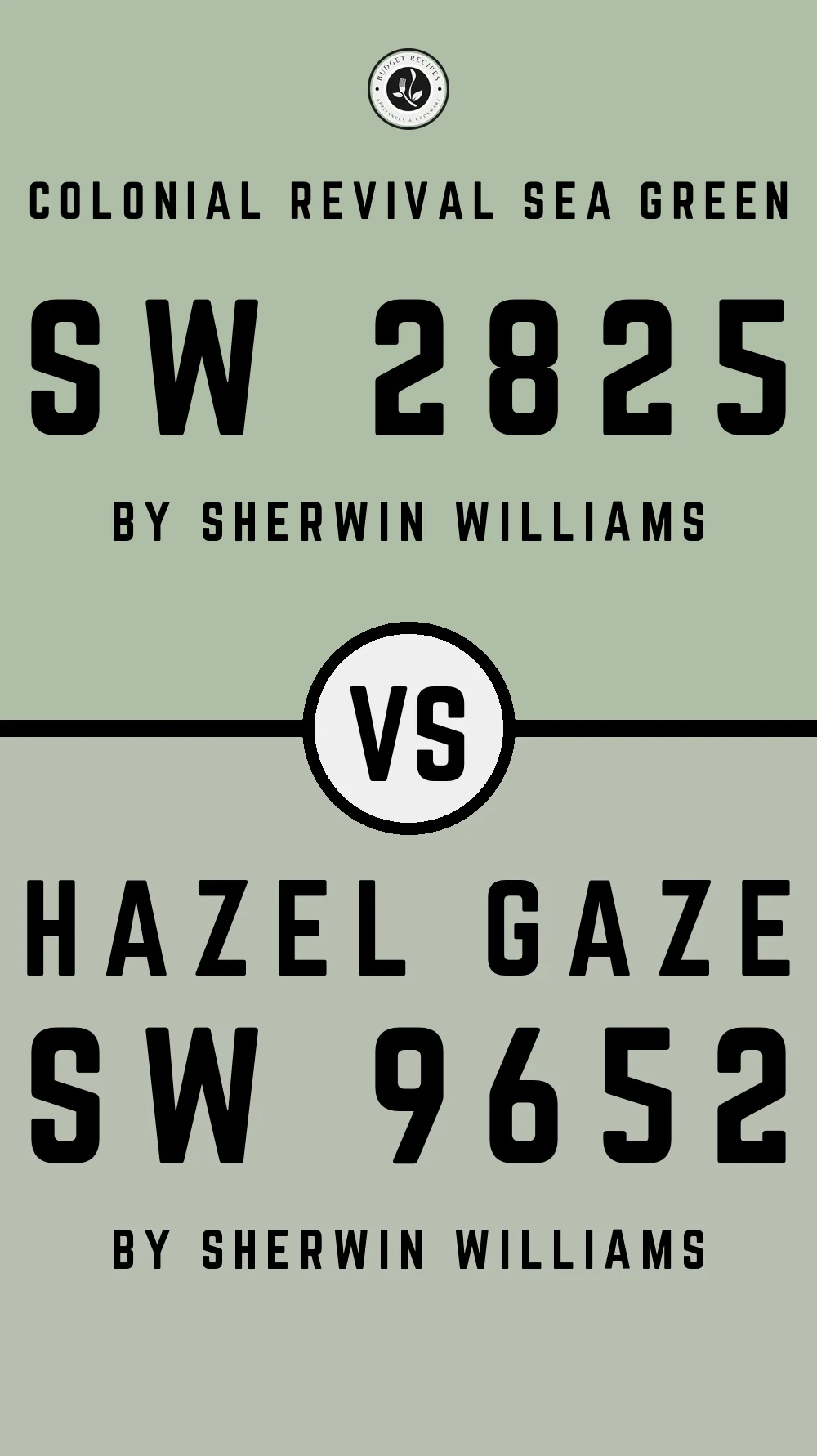 Colonial Revival Sea Green SW 2825 vs Hazel Gaze SW 9652