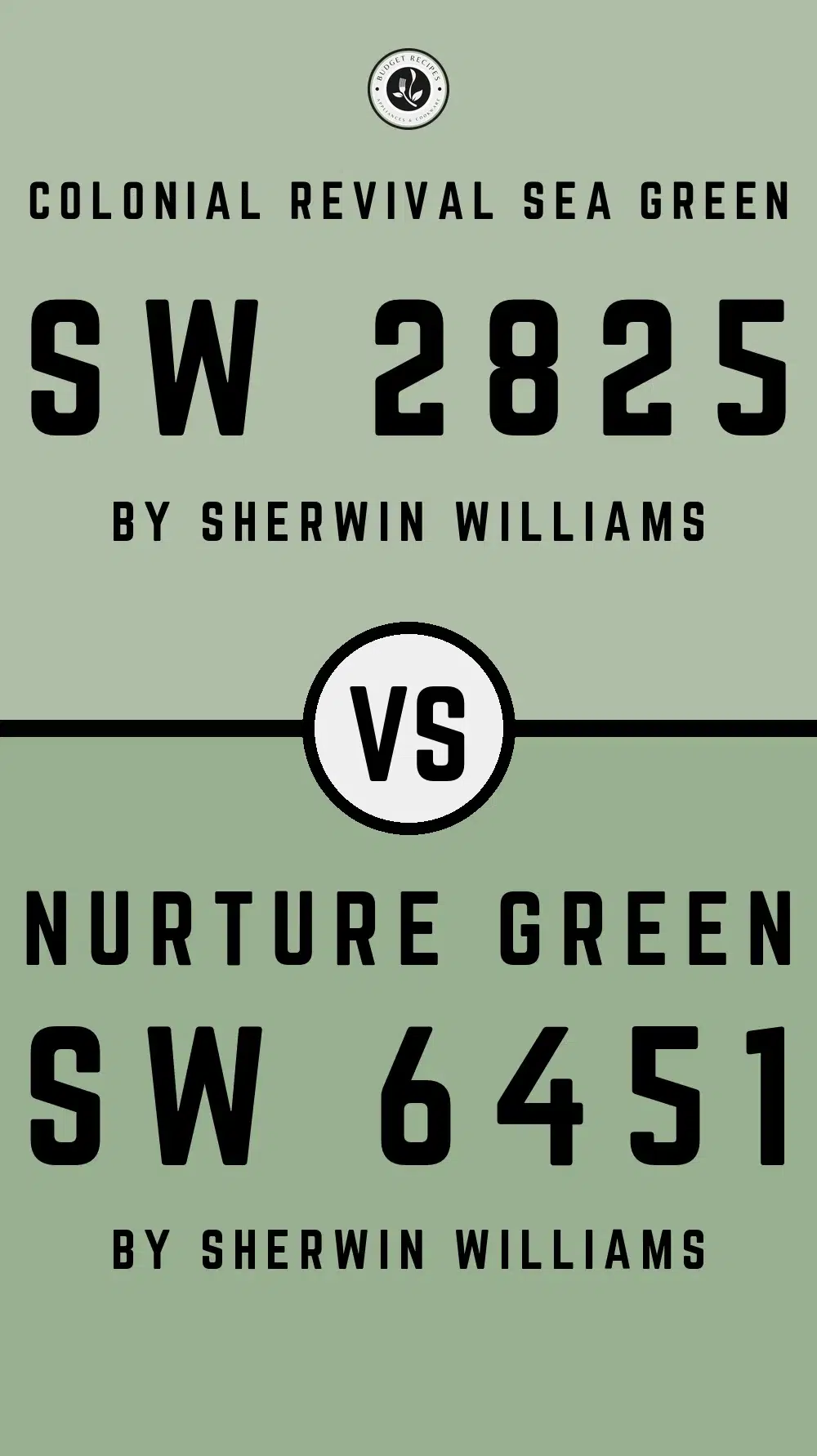 Colonial Revival Sea Green SW 2825 vs Nurture Green SW 6451