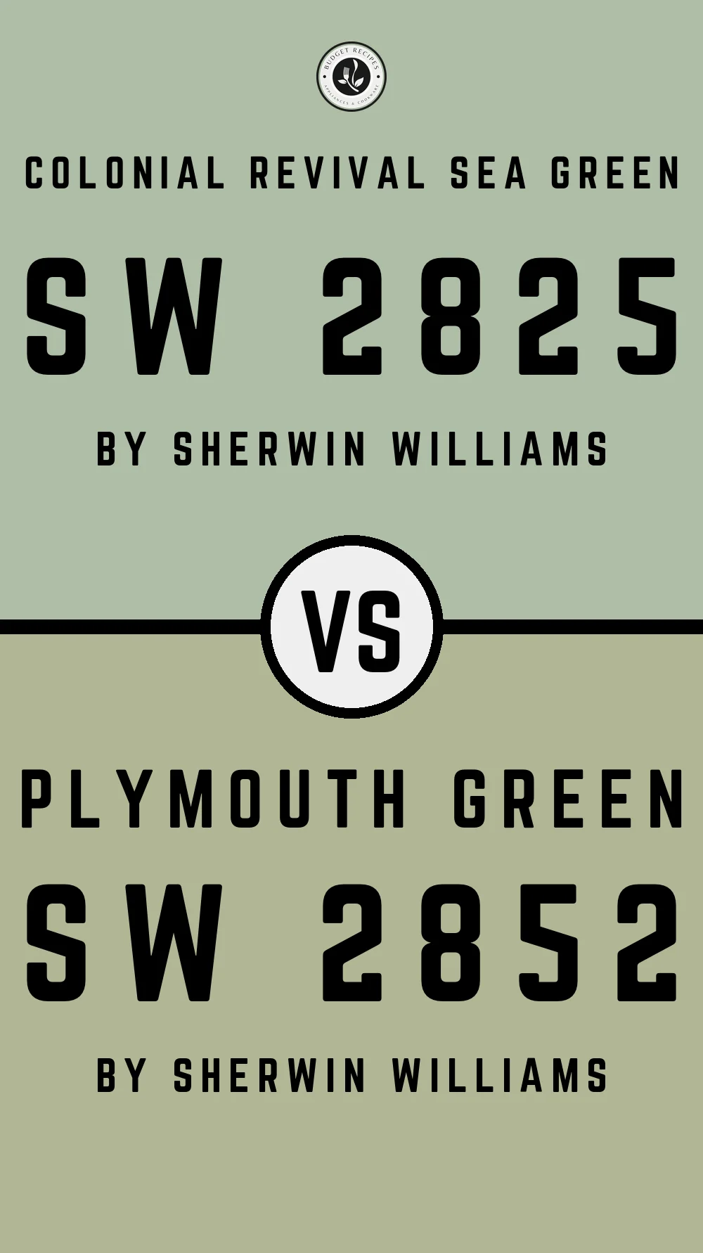 Colonial Revival Sea Green SW 2825 vs Plymouth Green SW 2852