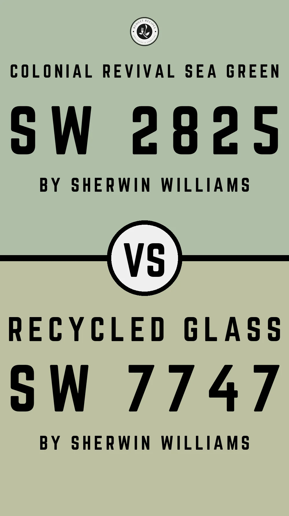Colonial Revival Sea Green SW 2825 vs Recycled Glass SW 7747