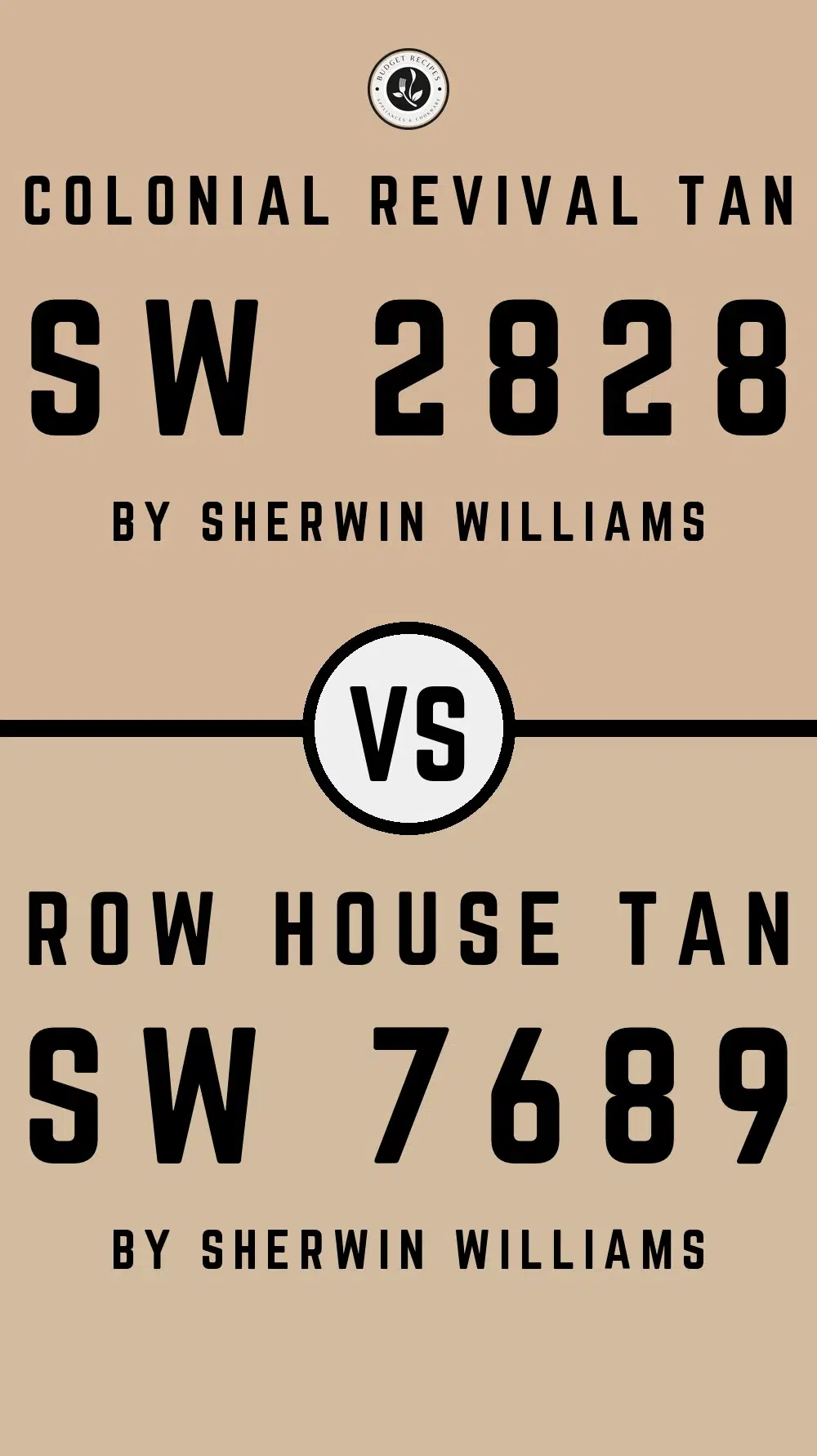 Colonial Revival Tan SW 2828 vs Row House Tan SW 7689