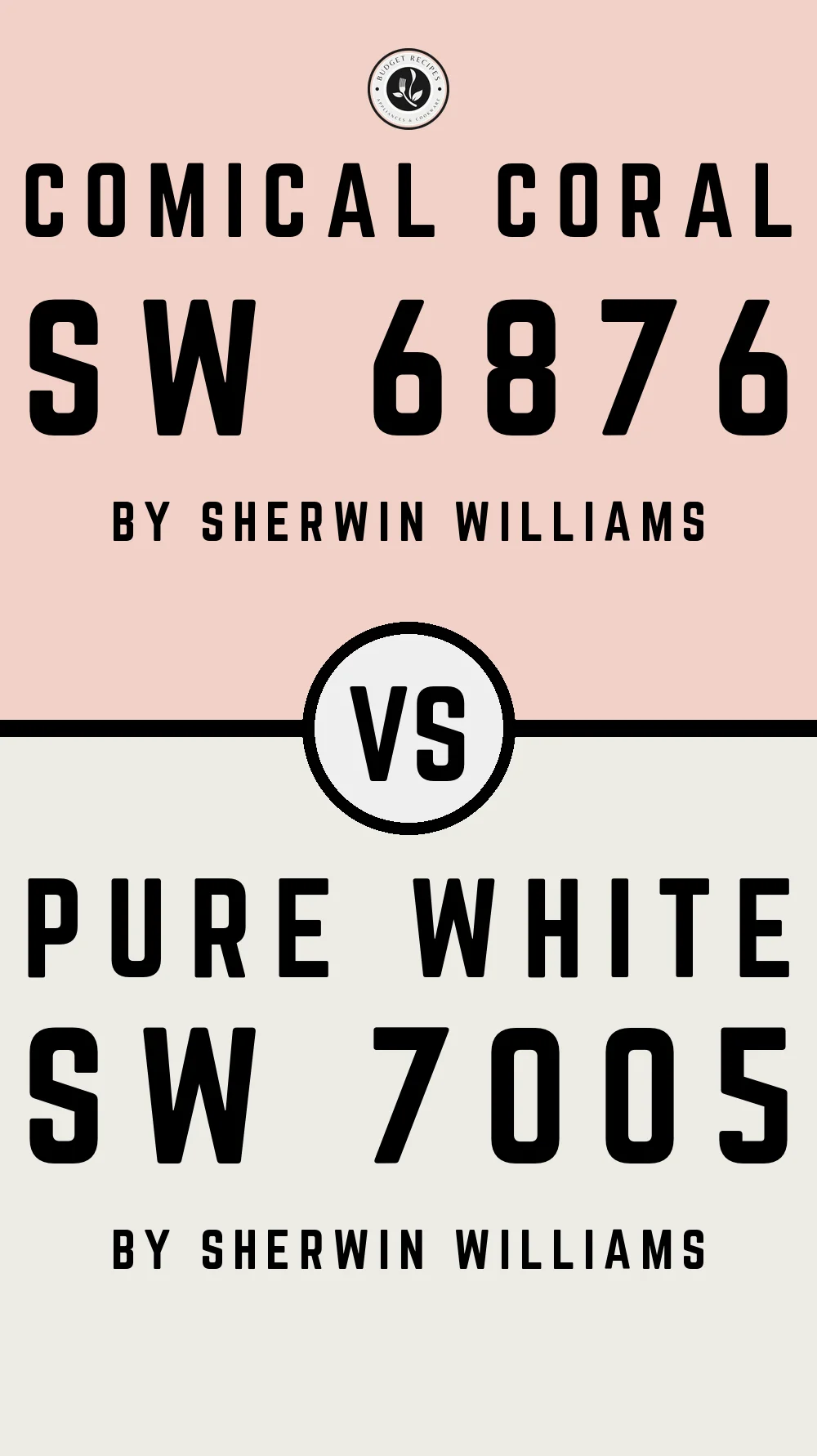 Comical Coral SW 6876 vs Pure White SW 7005
