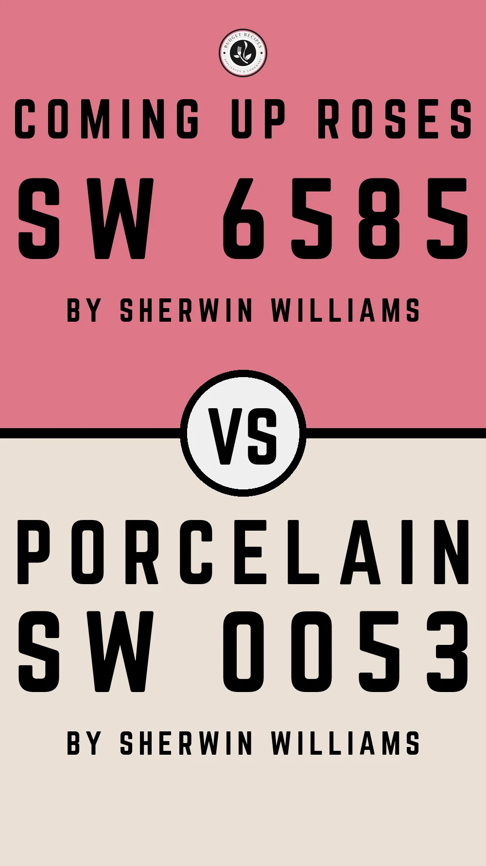 Coming Up Roses SW 6585 vs Porcelain SW 0053