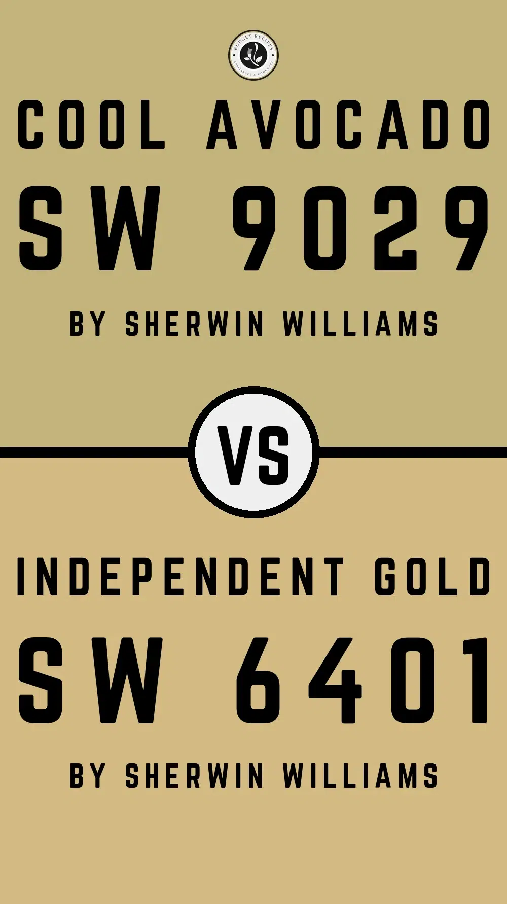 Cool Avocado SW 9029 vs Independent Gold SW 6401