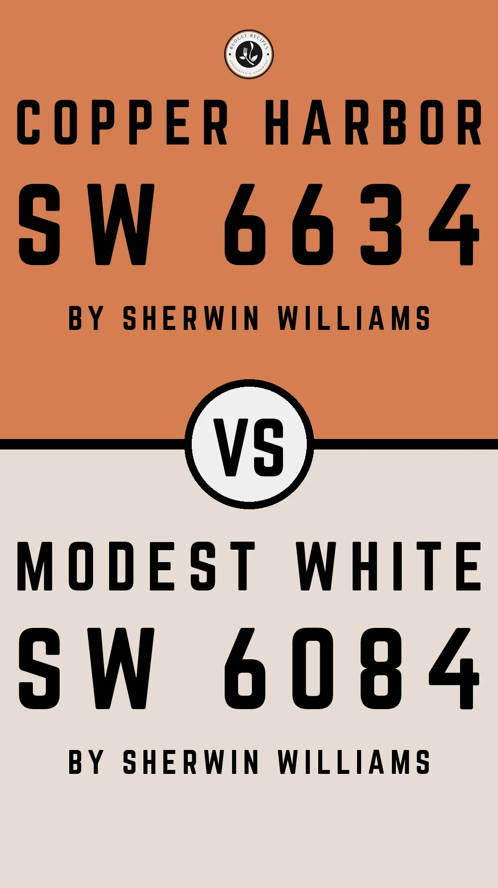 Copper Harbor SW 6634 vs Modest White SW 6084