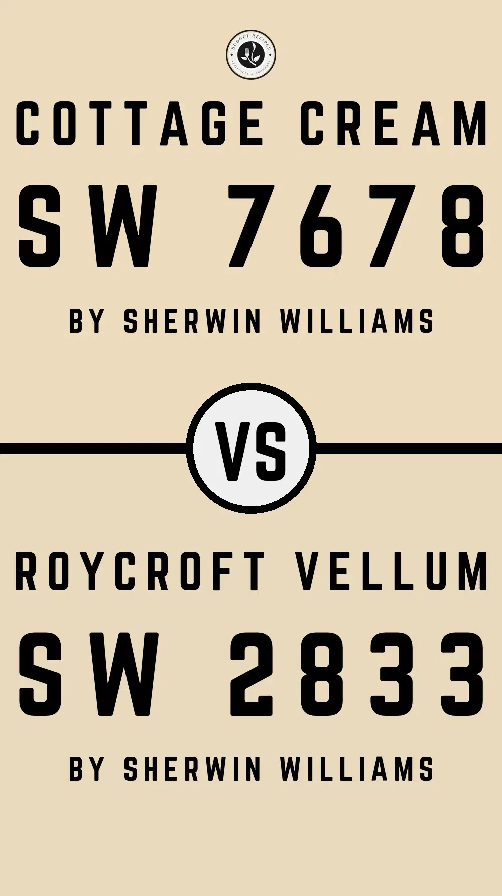 Cottage Cream SW 7678 vs Roycroft Vellum SW 2833