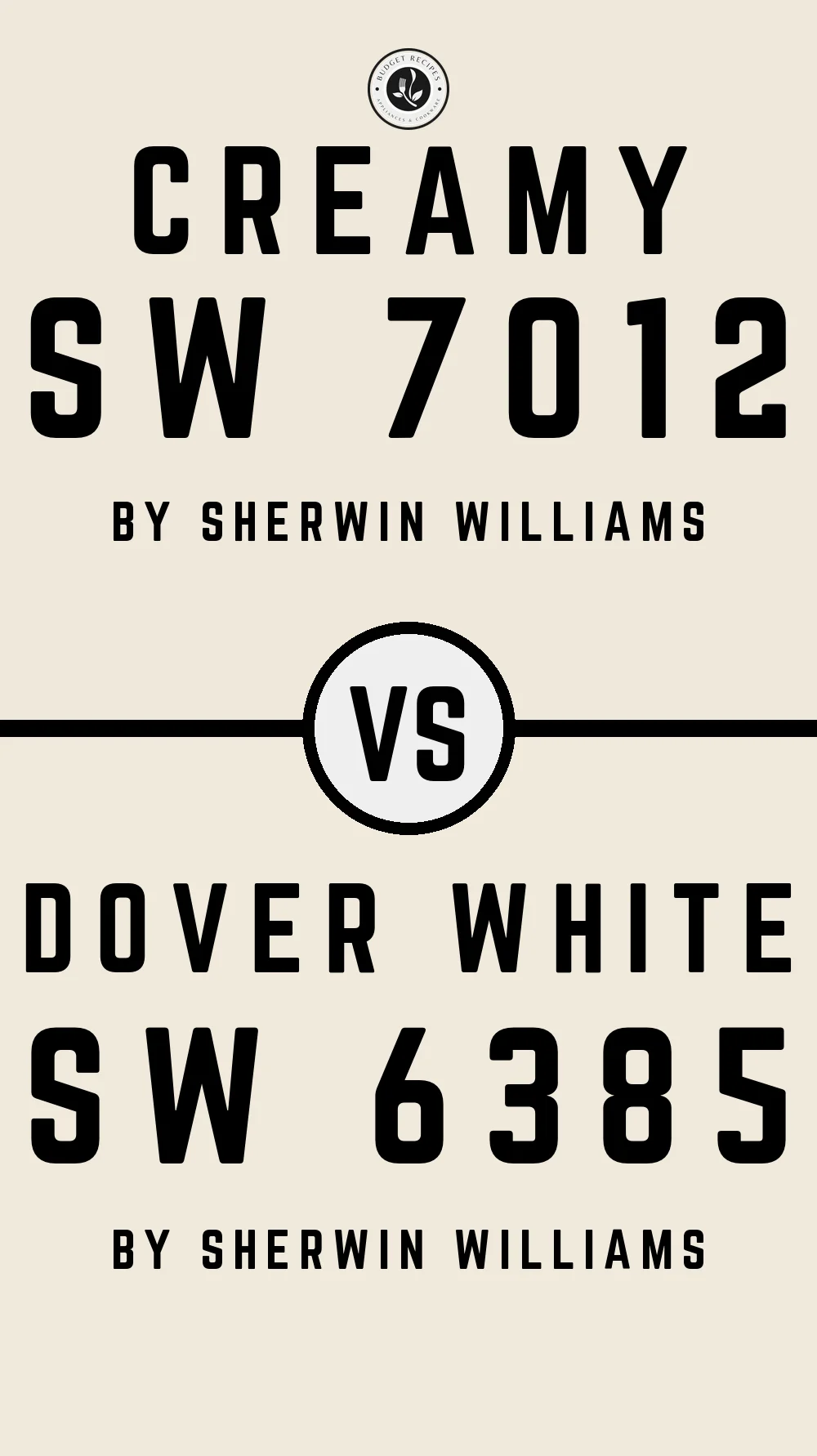 Creamy by Sherwin Williams SW 7012 vs Dover White SW 6385