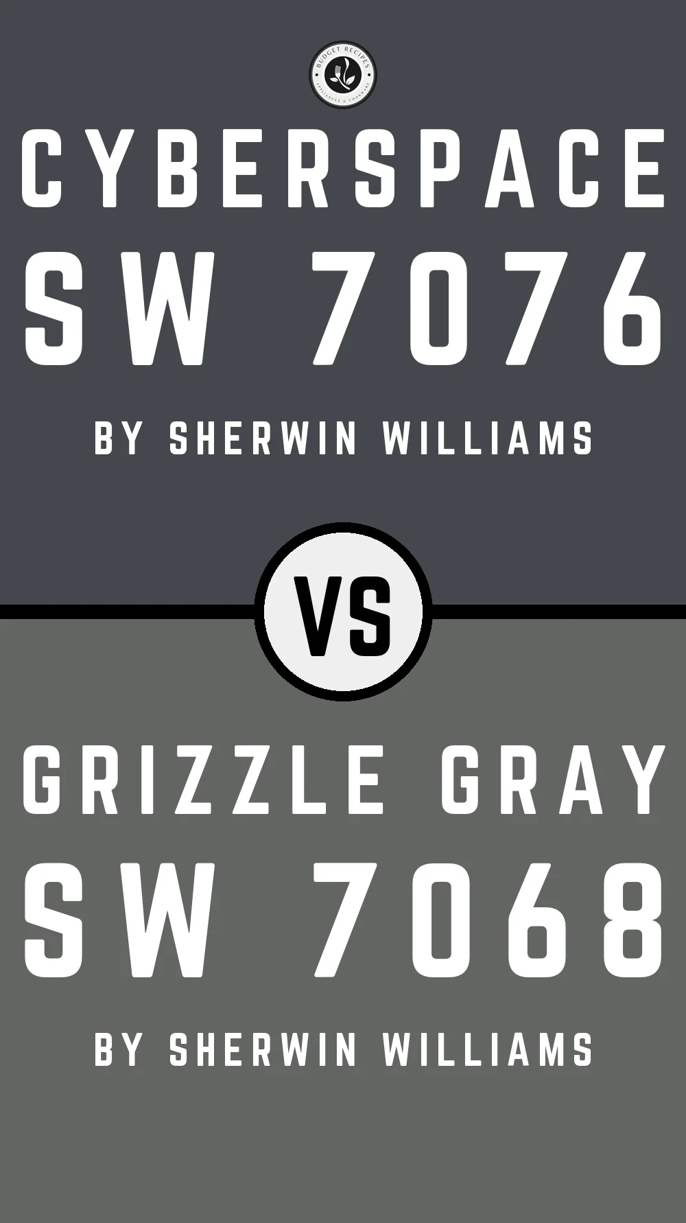 Cyberspace by Sherwin Williams SW 7076 vs Grizzle Gray SW 7068