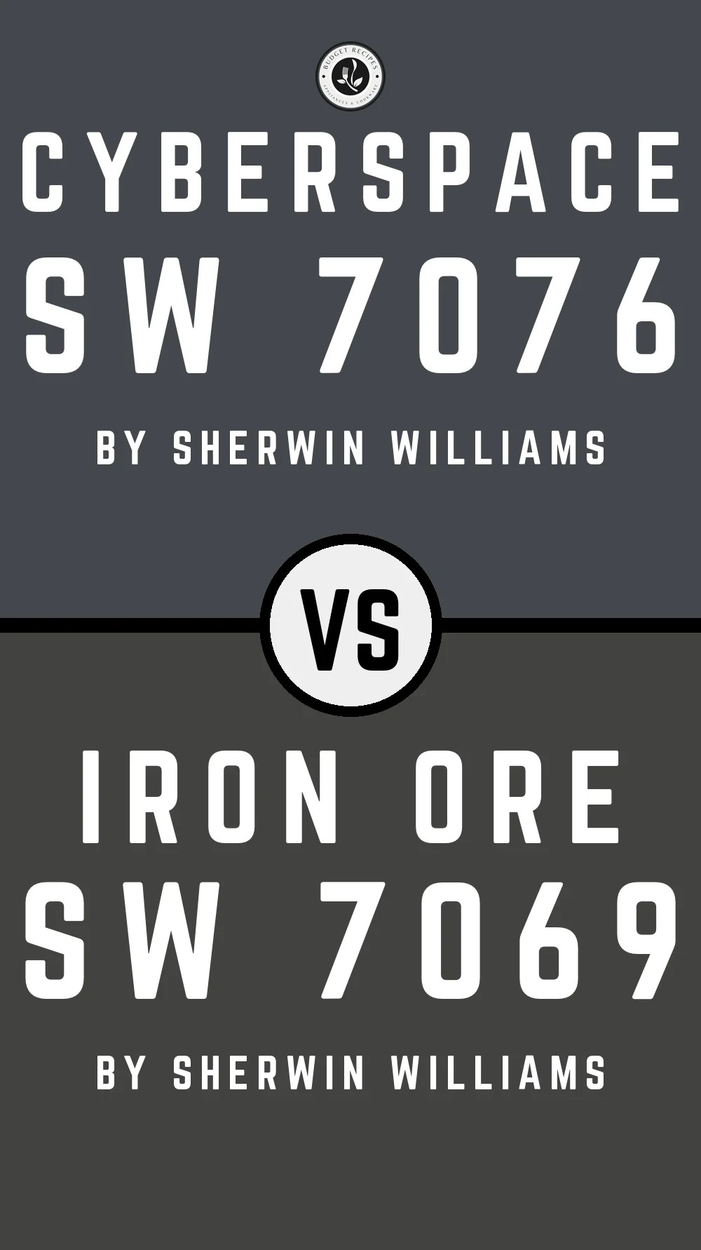 Cyberspace by Sherwin Williams SW 7076 vs Iron Ore SW 7069