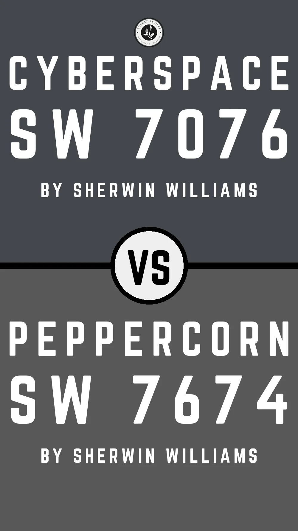 Cyberspace by Sherwin Williams SW 7076 vs Peppercorn SW 7674