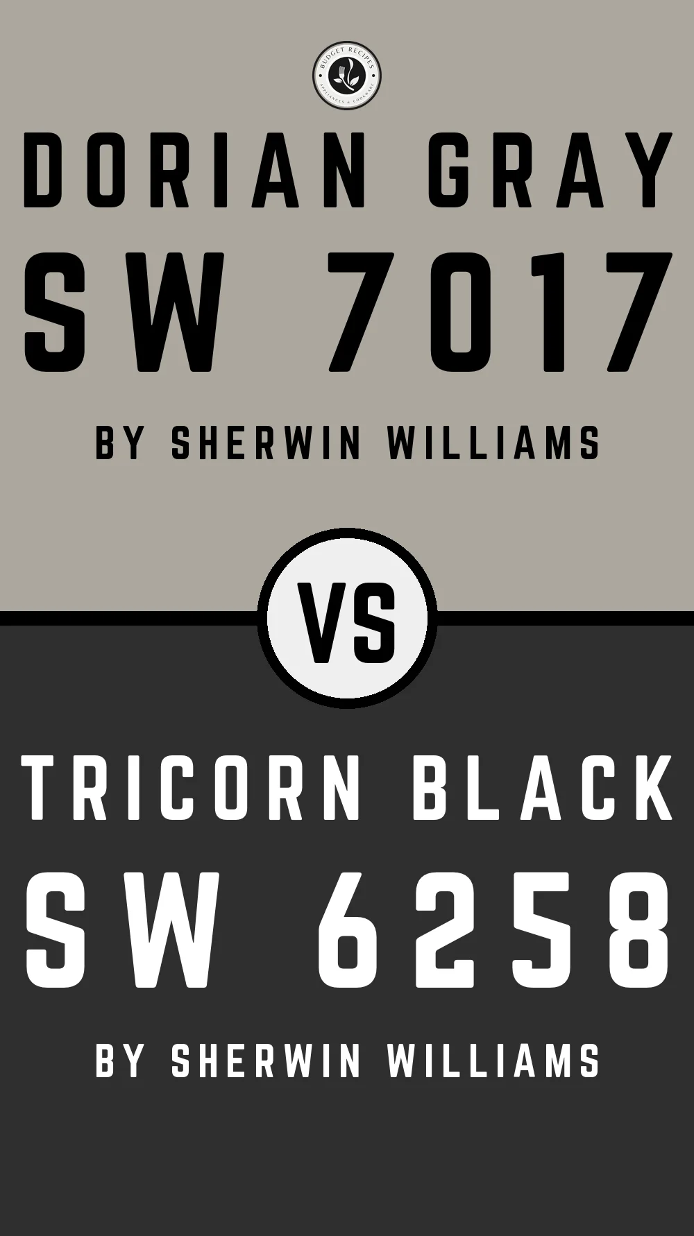 Dorian Gray by Sherwin Williams SW 7017 vs Tricorn Black SW 6258