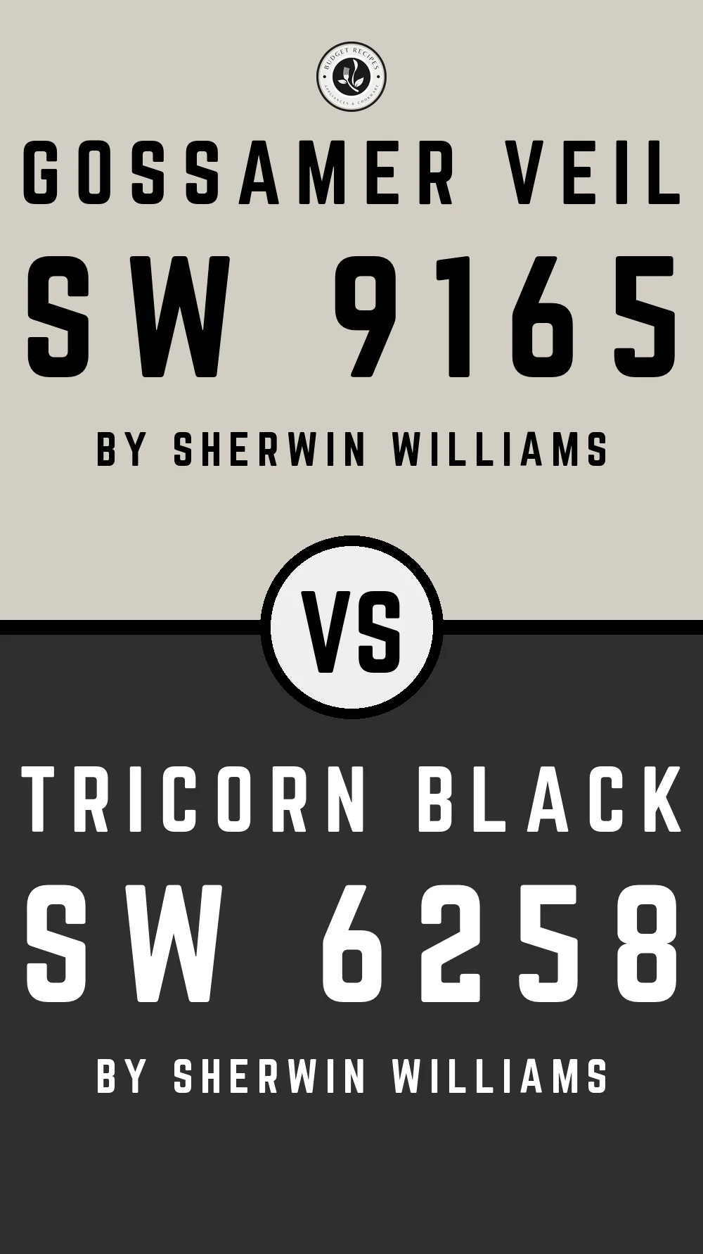 Gossamer Veil SW 9165 vs Tricorn Black SW 6258