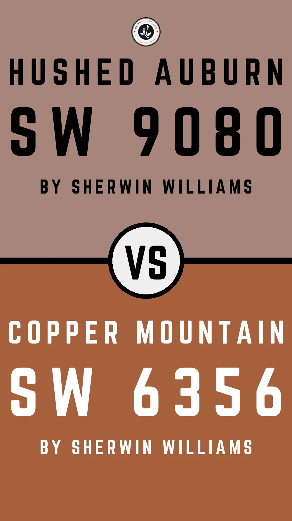 Hushed Auburn by Sherwin Williams SW 9080 vs Copper Mountain SW 6356
