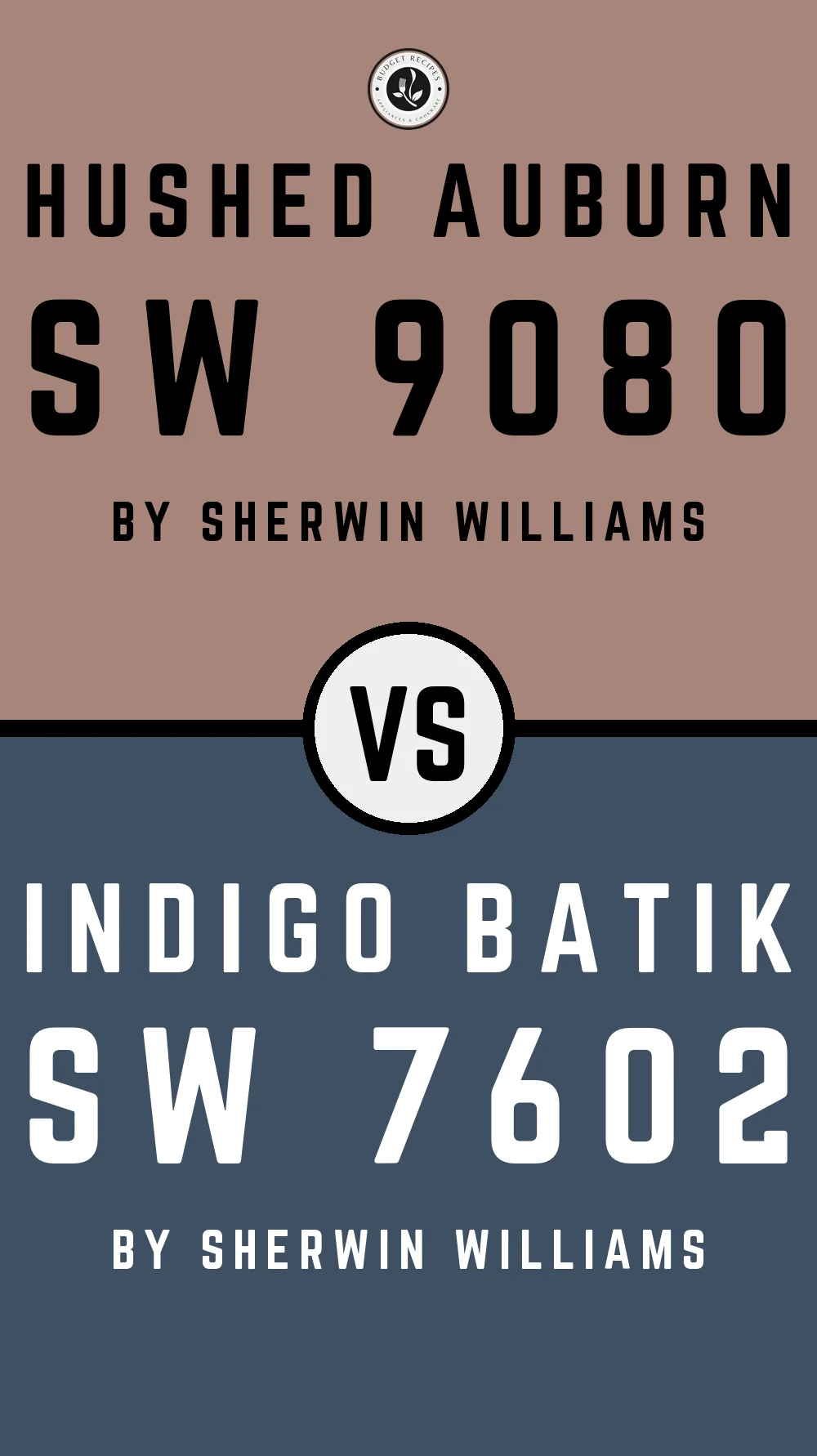Hushed Auburn by Sherwin Williams SW 9080 with Indigo Batik SW 7602