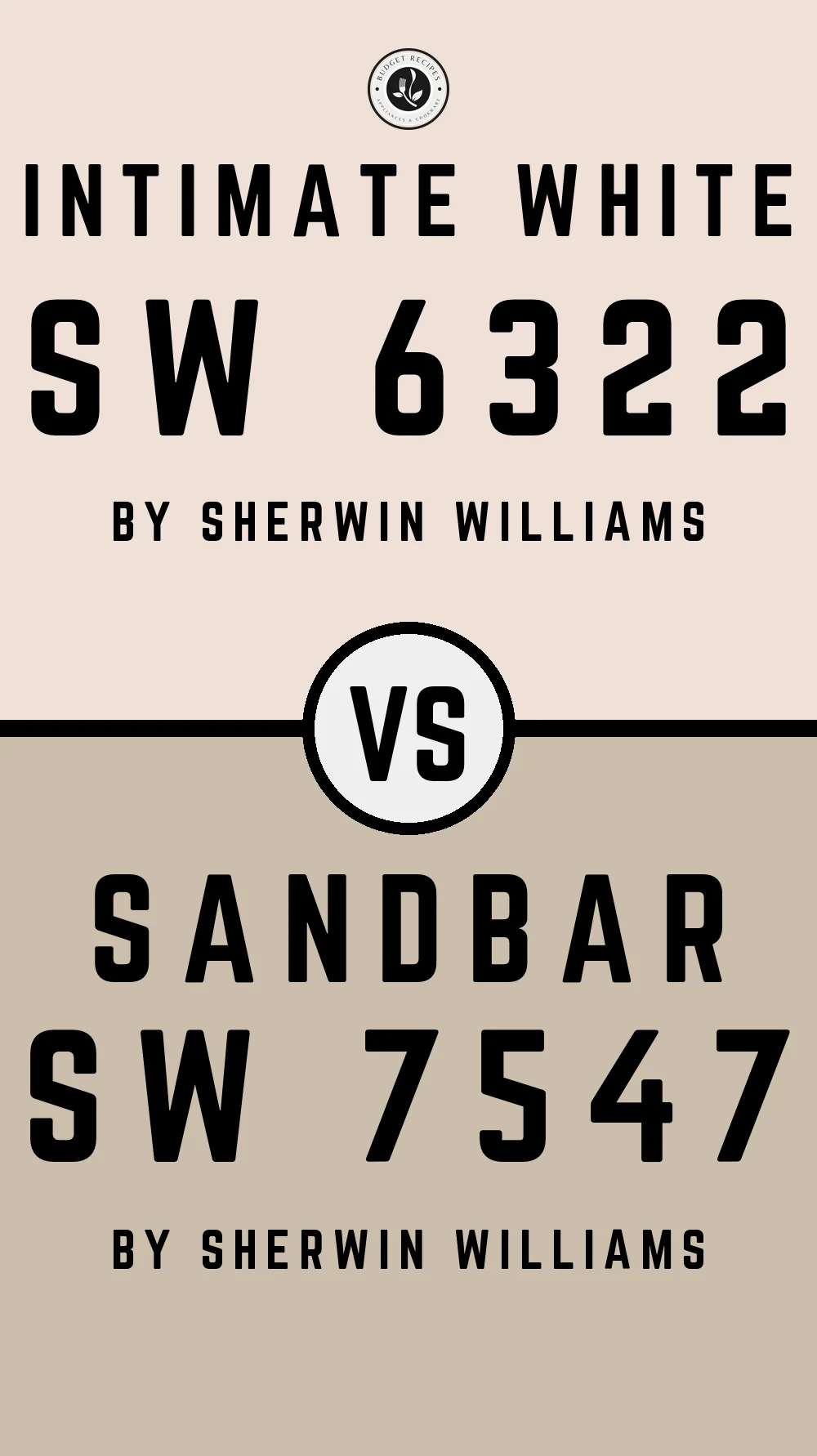 Intimate White SW 6322 vs Sandbar SW 7547