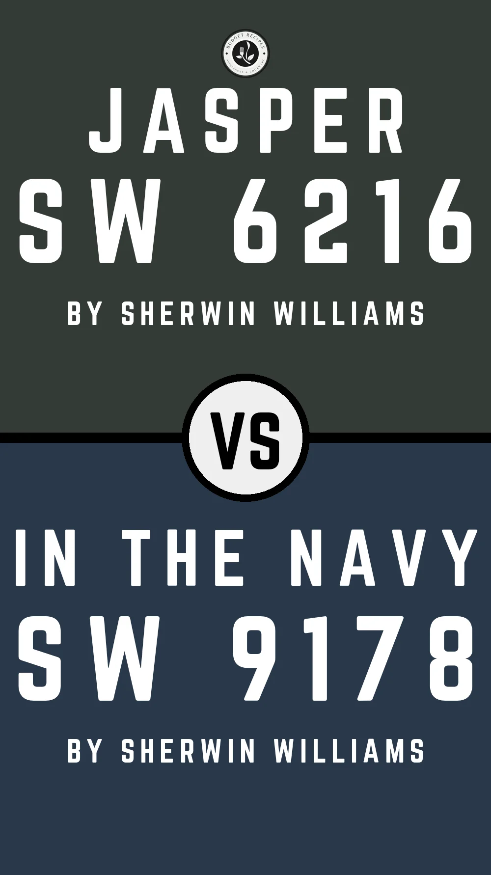 Jasper by Sherwin Williams SW 6216 vs In the Navy SW 9178