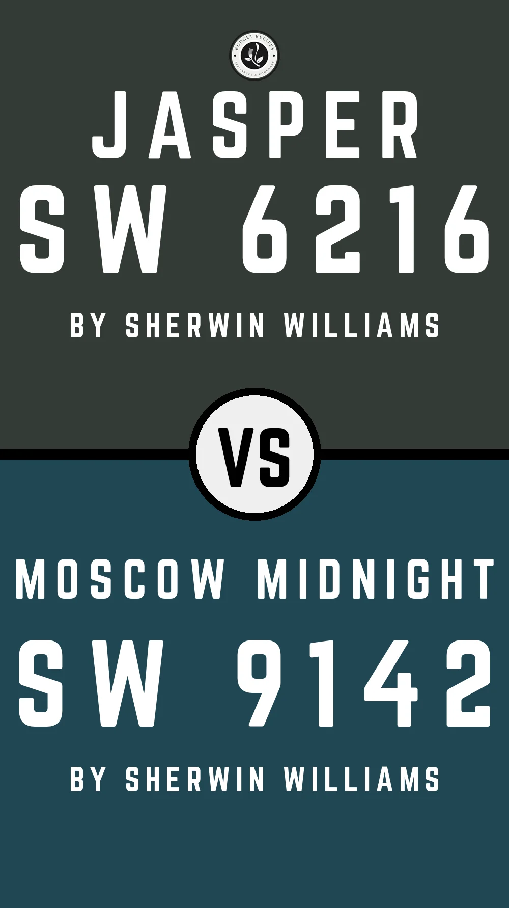 Jasper by Sherwin Williams SW 6216 vs Moscow Midnight SW 9142