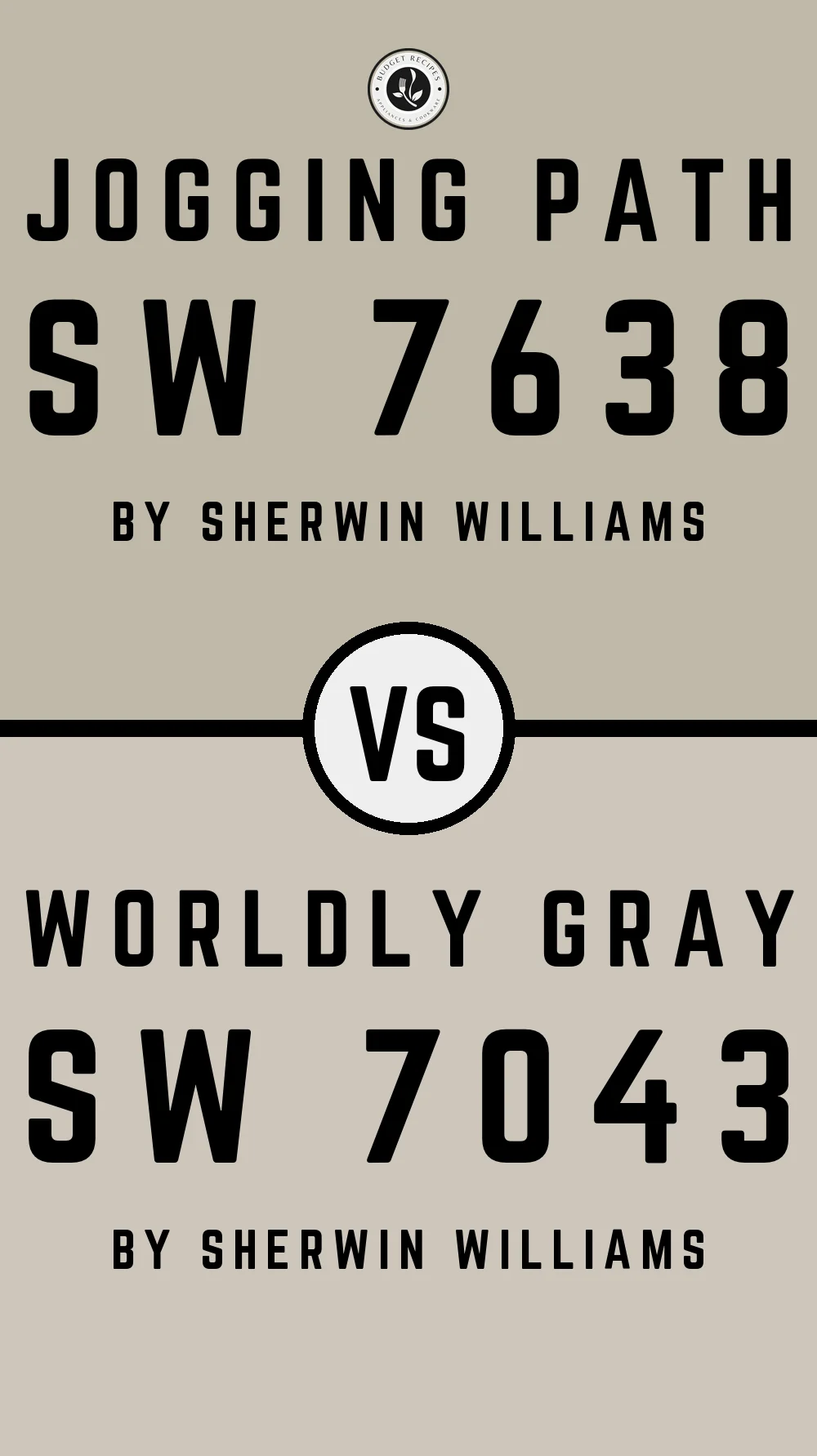Jogging Path by Sherwin Williams SW 7638 vs Worldly Gray SW 7043